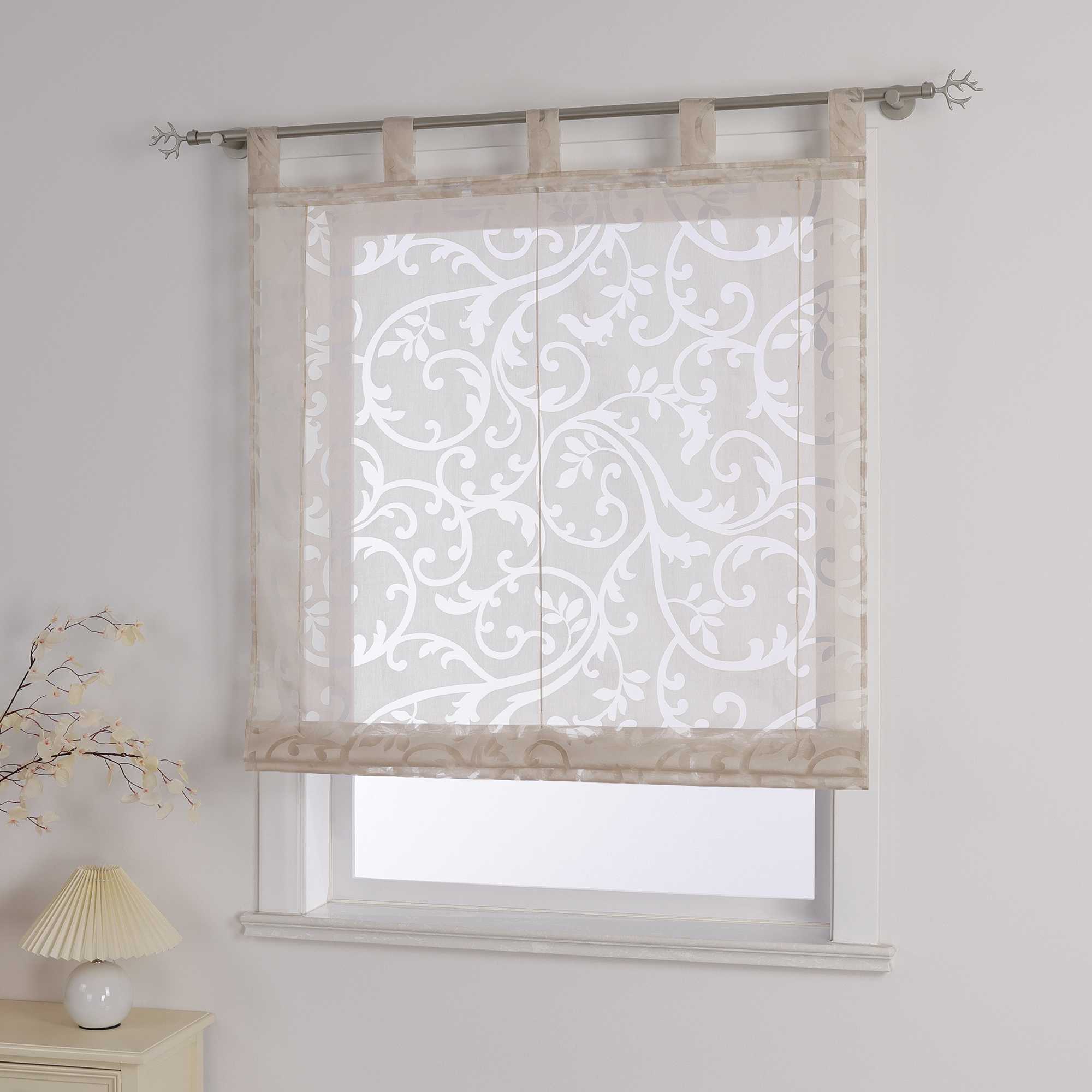 Transparente Schlaufengardine mit Blumenmuster Café Fenstergardine Raffrollos 1 Stück