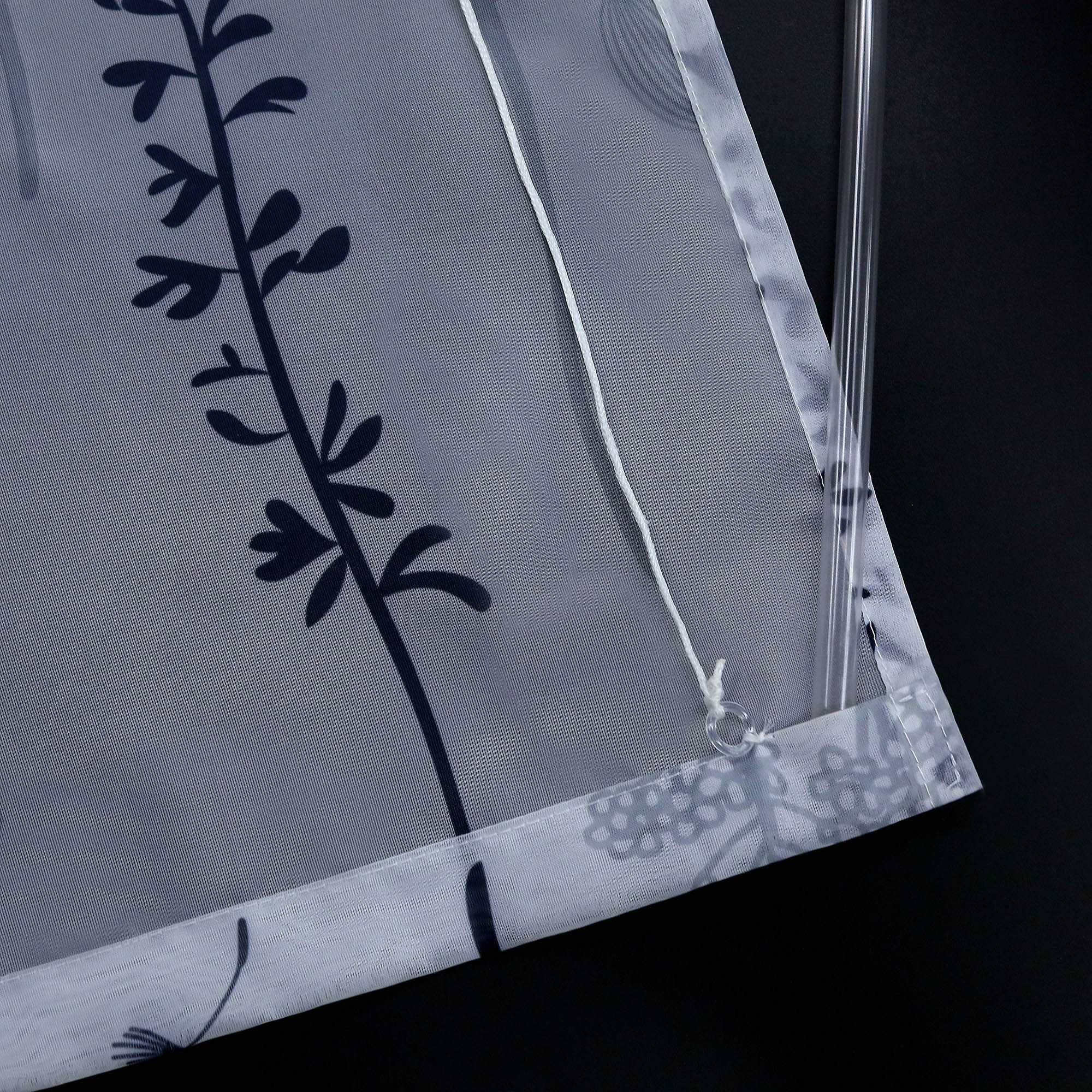 Raffrollo mit Schlaufen Voile Raffgardine Modern Küche Gardinen mit Laternenblume Muster Wohnzimmer Halbtransparent