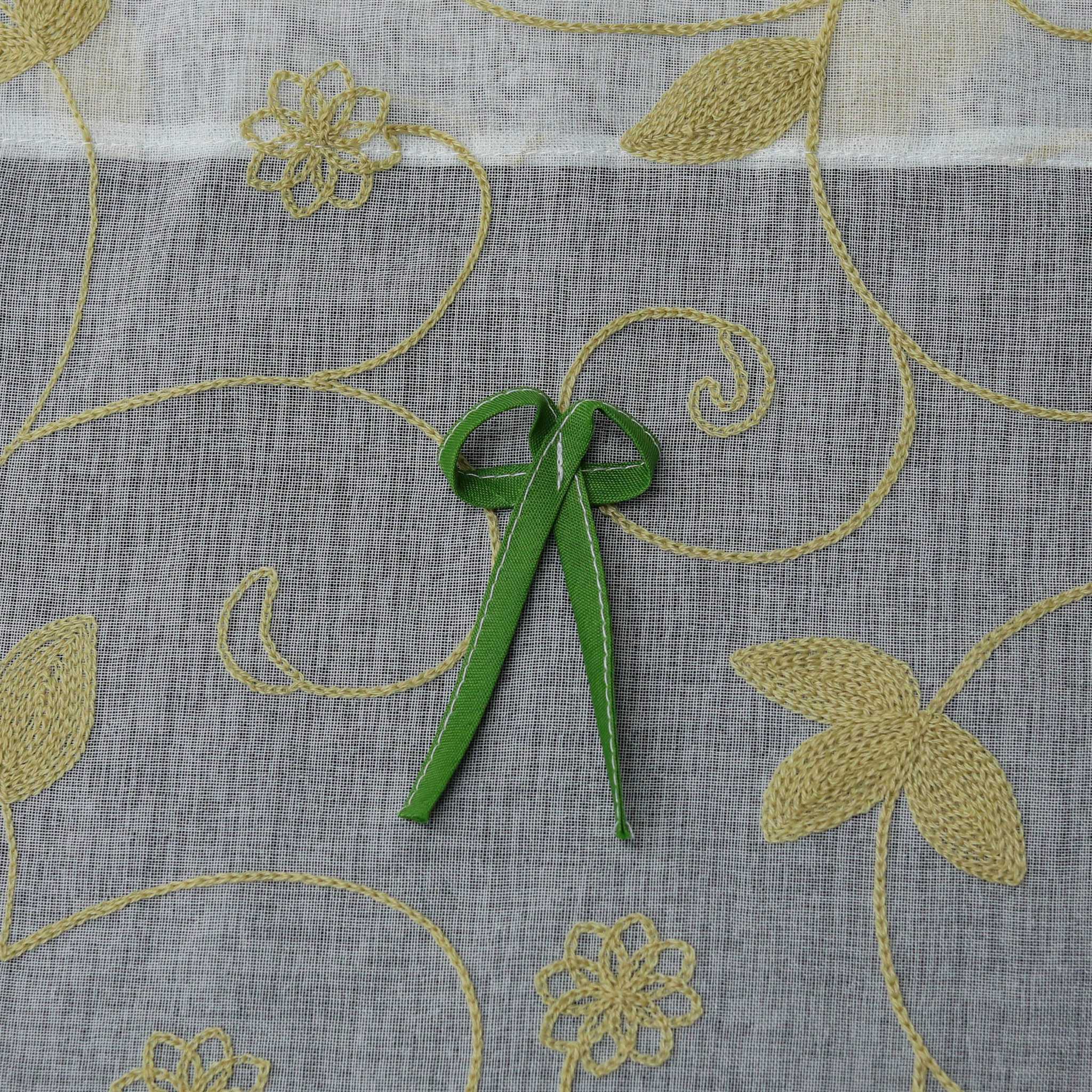 Delien Transparente Scheibengardine mit Schleifen & transparentem Blattmuster