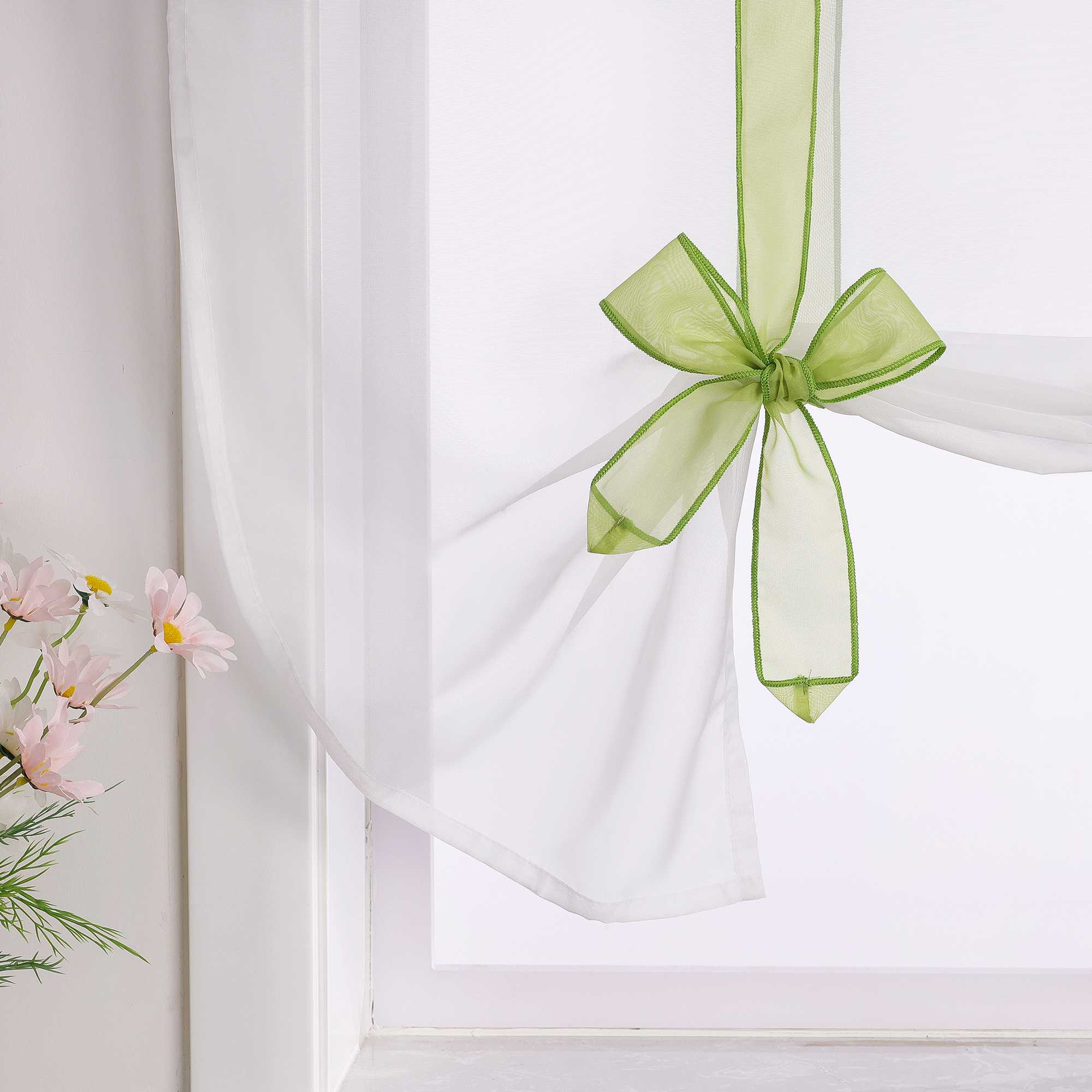 Rollos Schlaufengardine mit Schleifendesign transparent hochziehbar Fensterdeko 1 Stück