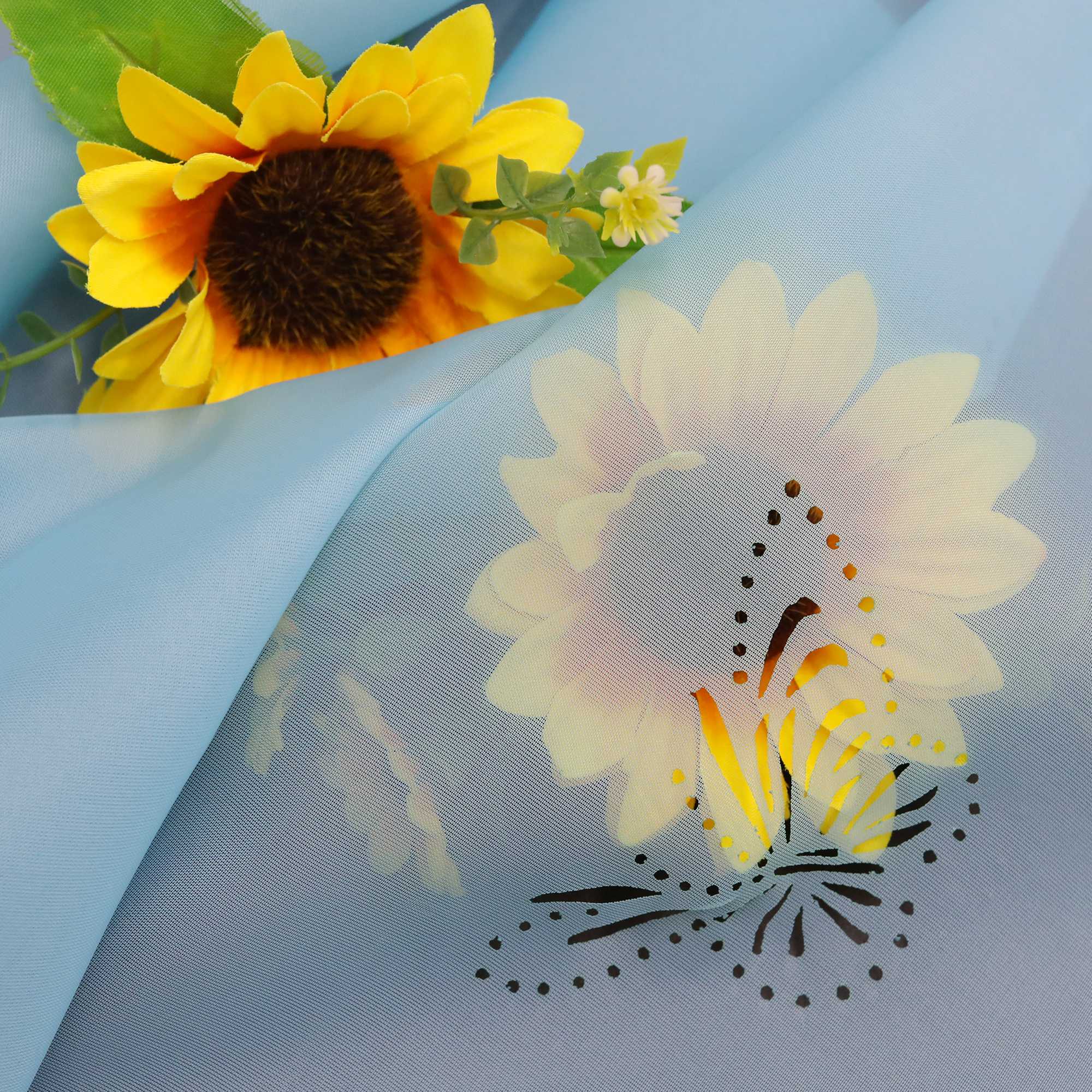 Transparente Scheibengardine mit Schmetterlingsdesign Dreiecksabschluss 1 Stück