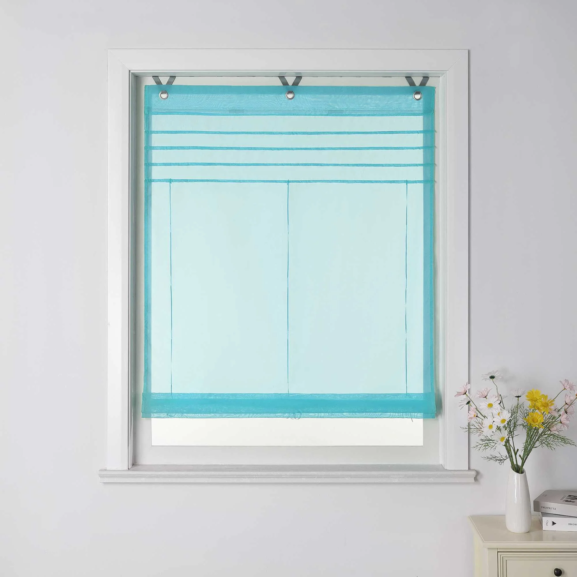 Rollos mit V-Haken halbtransparent lichtdurchlässig Unifarbe hochziehbar 1 Stück