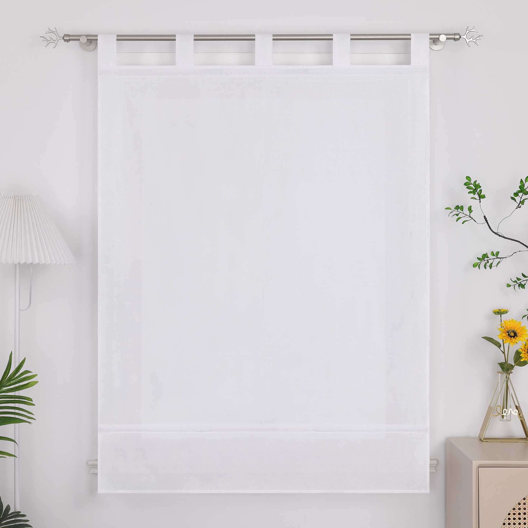 Raffrollo mit Schlaufen Raffgardinen Küche Gardinen Vorhänge Bändchenrollo Wohnzimmer Uni 1 Stück