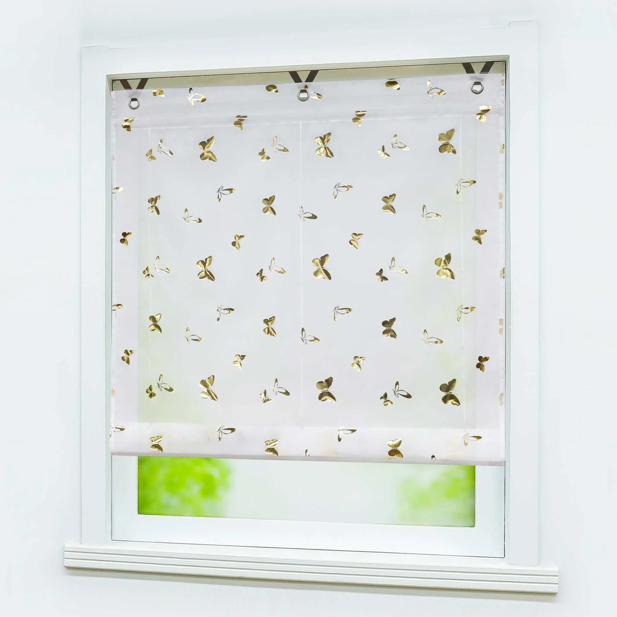 Raffrollo mit V-Haken Raffgardine mit leuchtendem Schmetterlingsmuster 1 stück