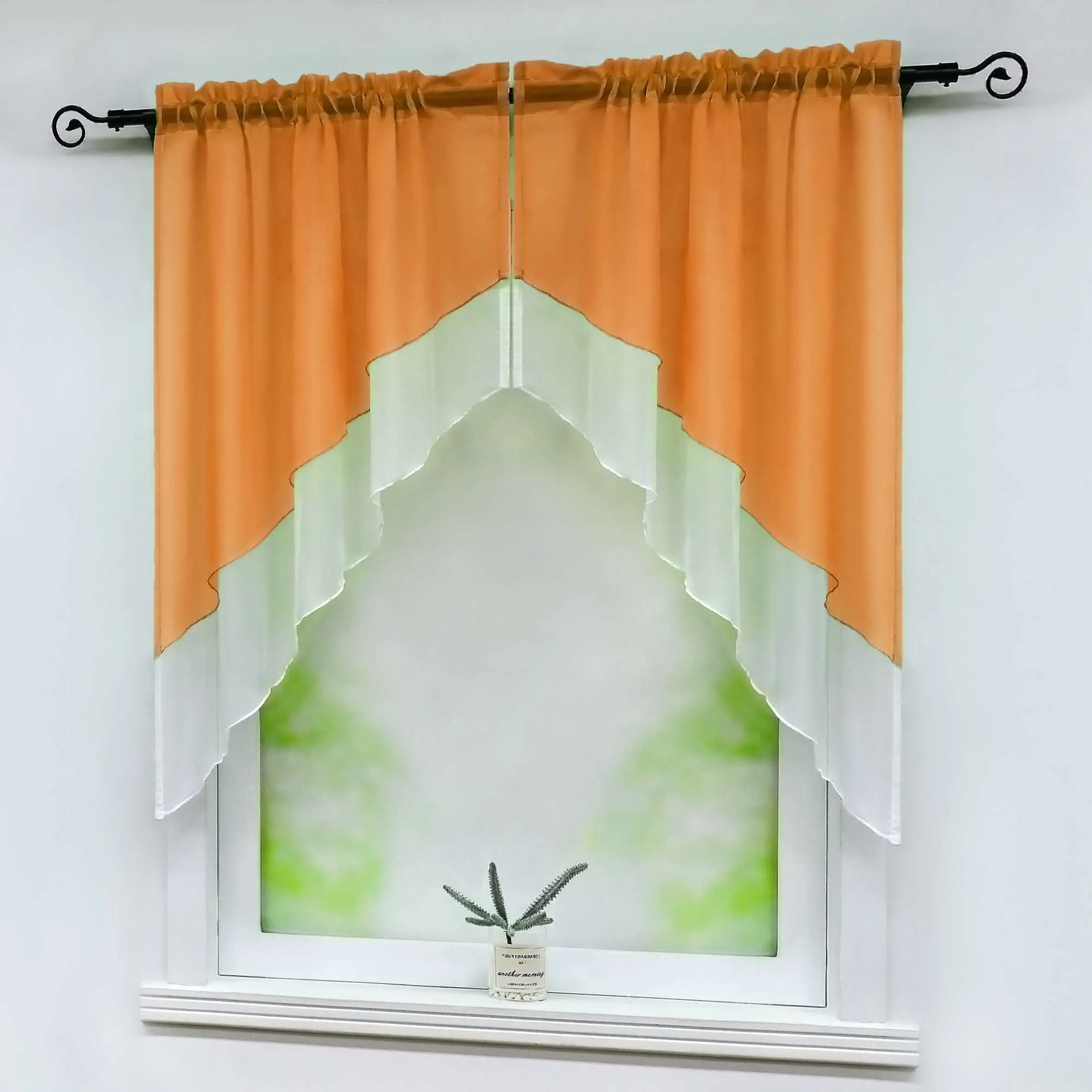Delien Zweifarbige Fensterdekoration vloants Kurz Gardine 2er-Pack