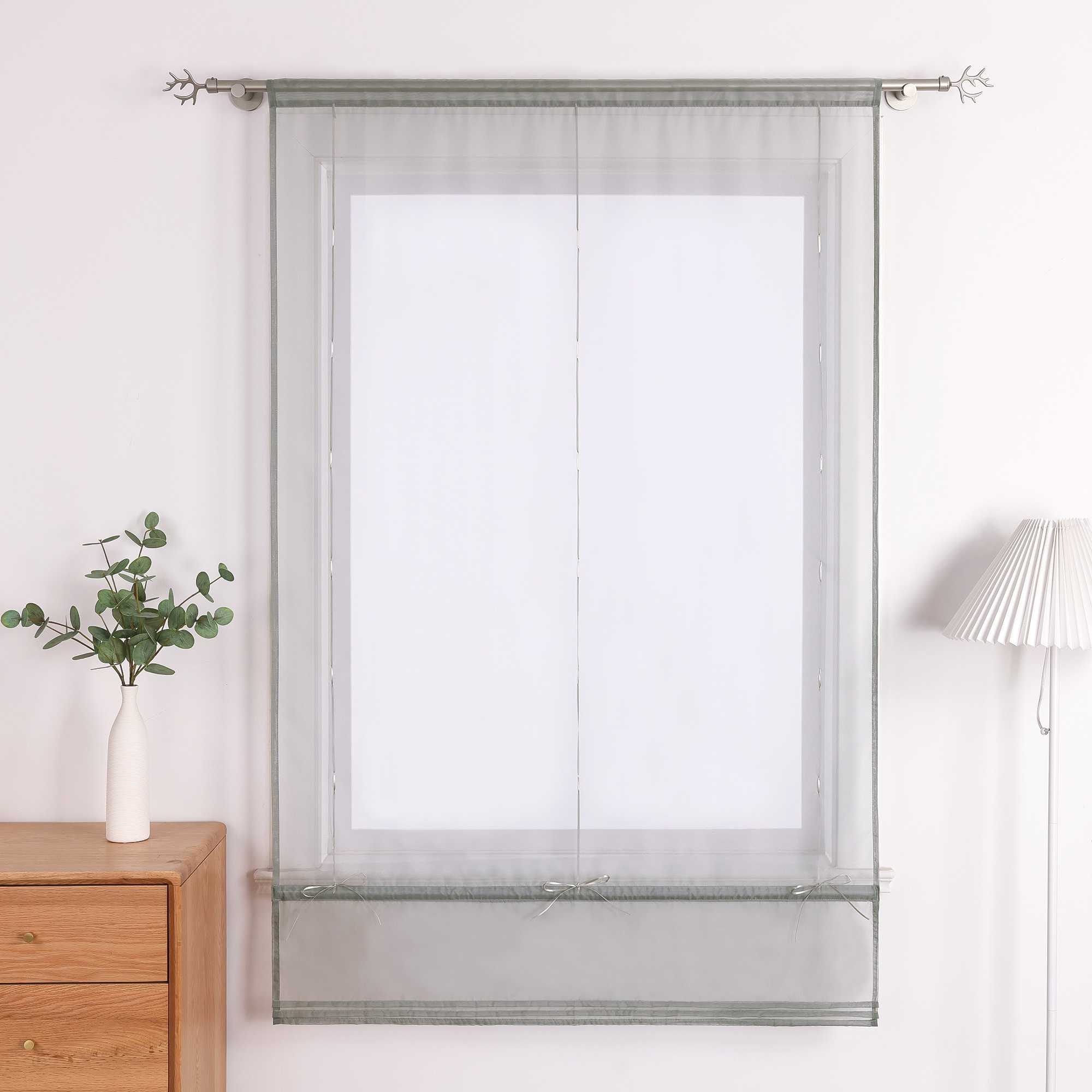 Rollos durch Stangendurchzug Transparente Luftig Unifarbig 1 Stück