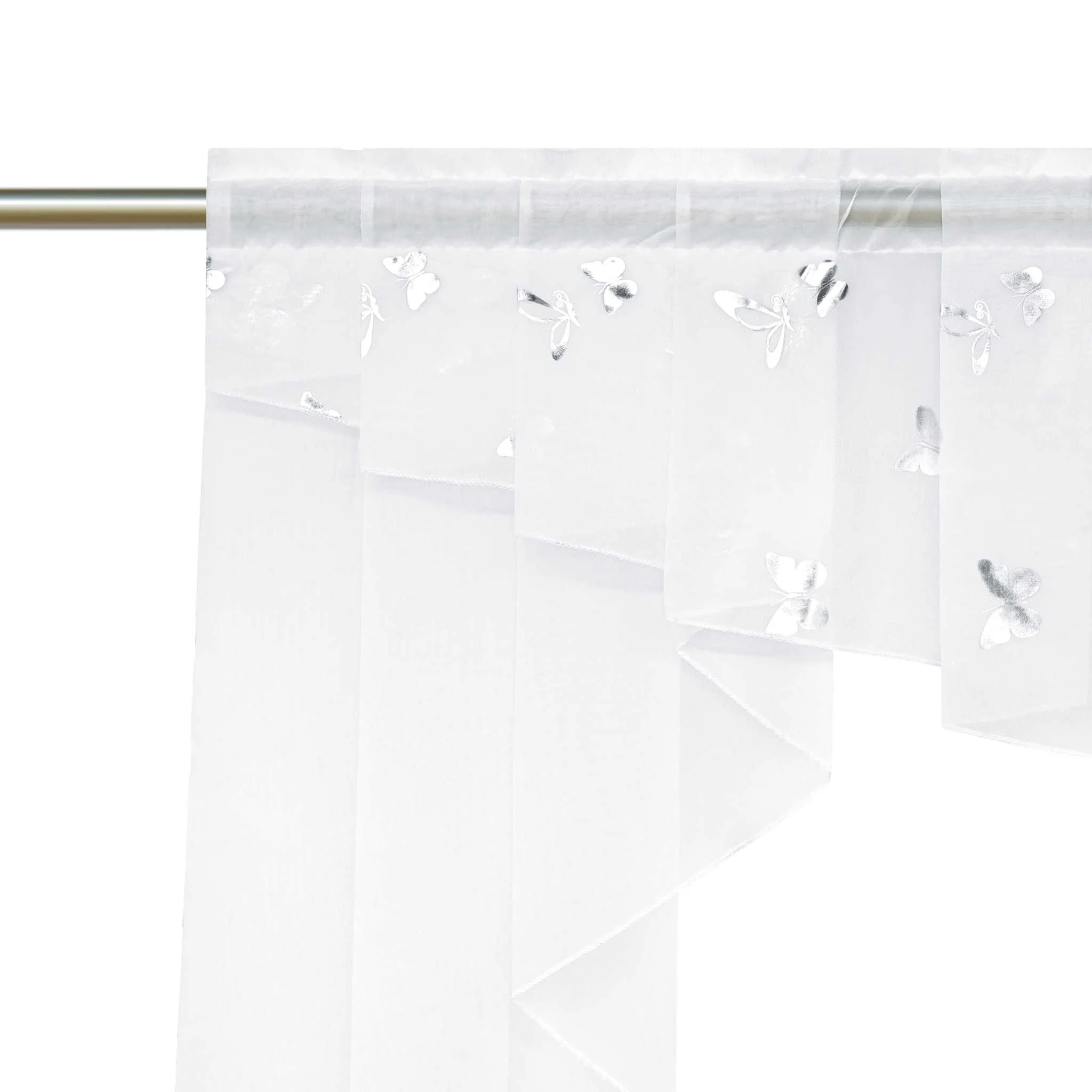 Scheibengardine Bistrogardine durch Tunnelzug Doppelschichtige Vorhangkopf Küchengardinen mit Schmetterlingsmuster