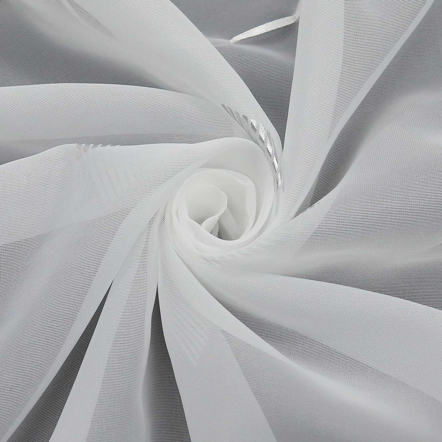 Raffrollo ohne Bohren mit Hakenaufhängung Voile Ösenrollo mit Glanzdruck Fenster Küche Gardinen Transparent Weiß 1 Stück