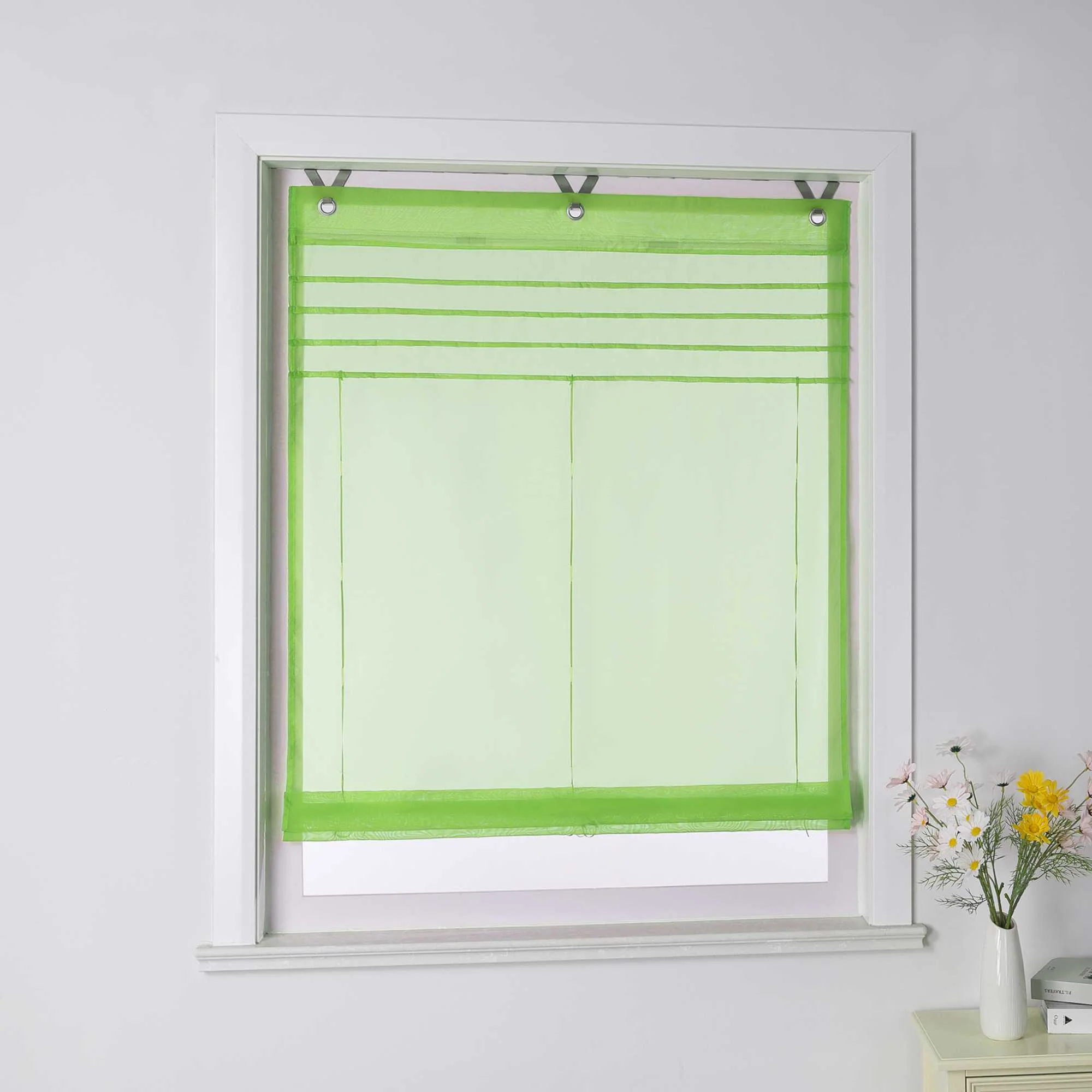 Rollos mit V-Haken halbtransparent lichtdurchlässig Unifarbe hochziehbar 1 Stück