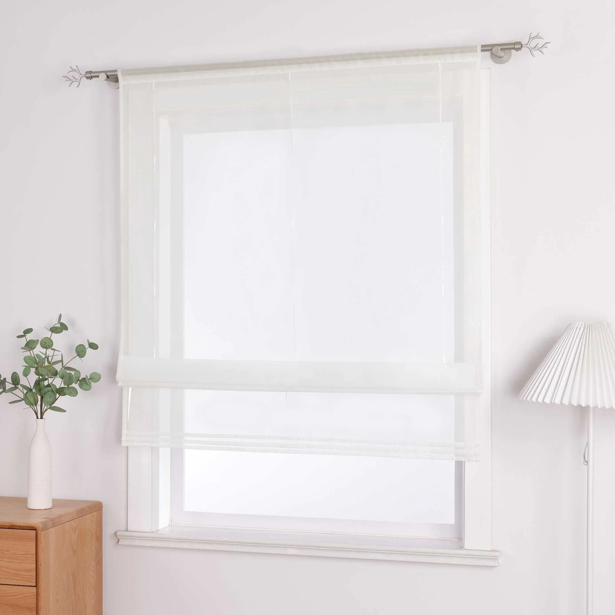 Rollos durch Stangendurchzug Transparente Luftig Unifarbig 1 Stück