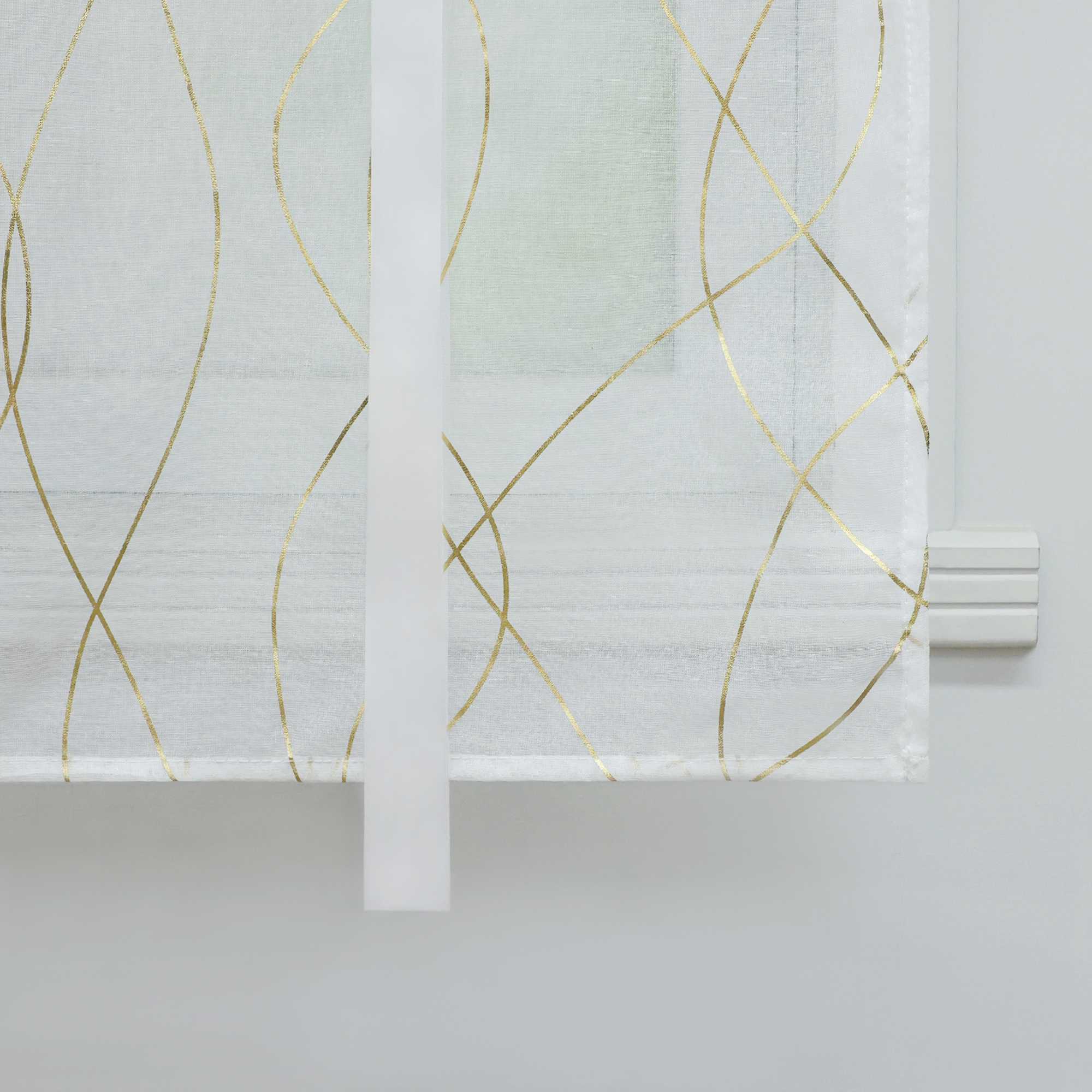 Raffrollo Voile Raffgardinen mit Wellenstreifen durch Tunnelzug Satinband Halbtransparent