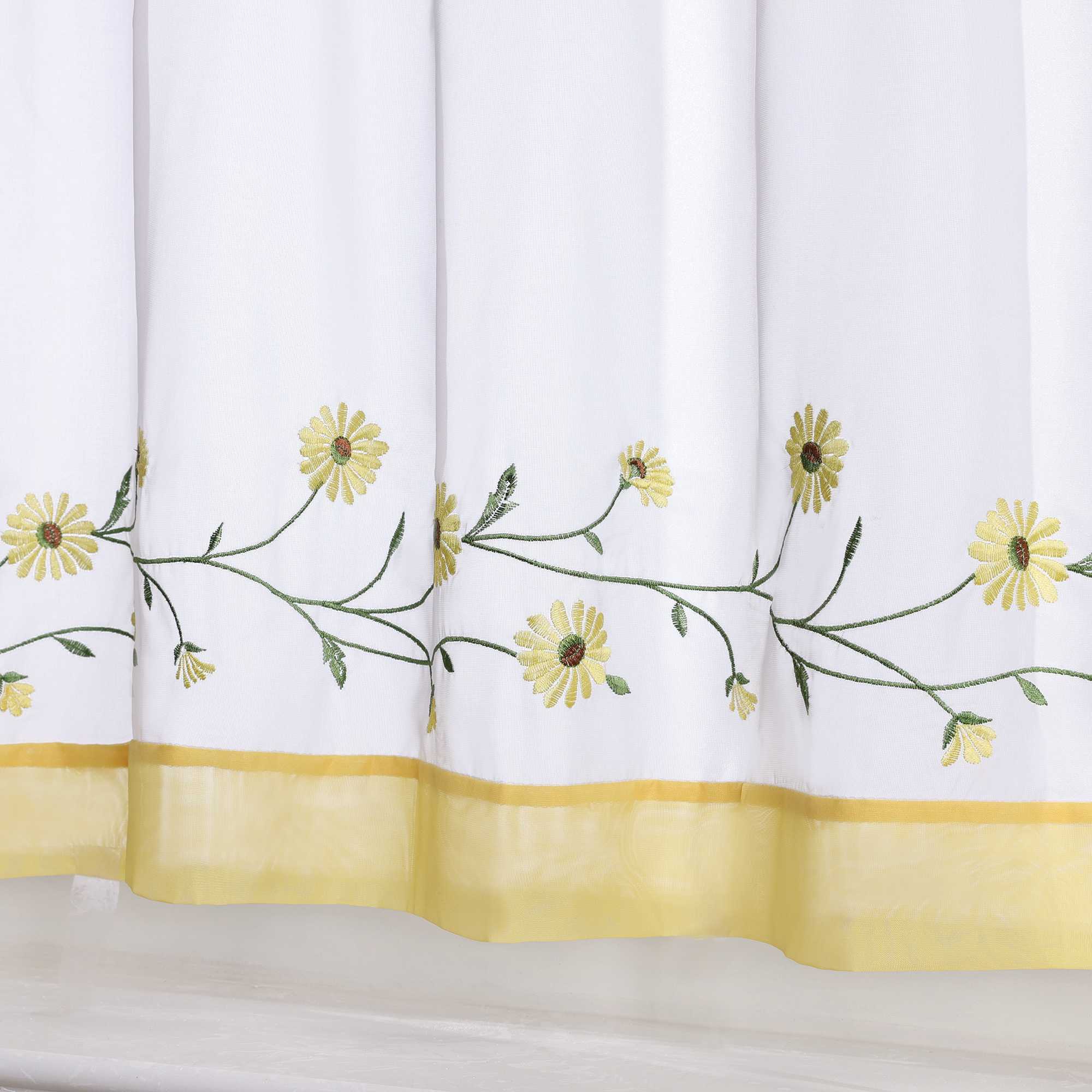 Scheibengardinen Bistrogardine Schlaufen Küche Gardinen Landhausstil Transparent Kurzstores mit kleiner Gänseblümchen-Stickerei