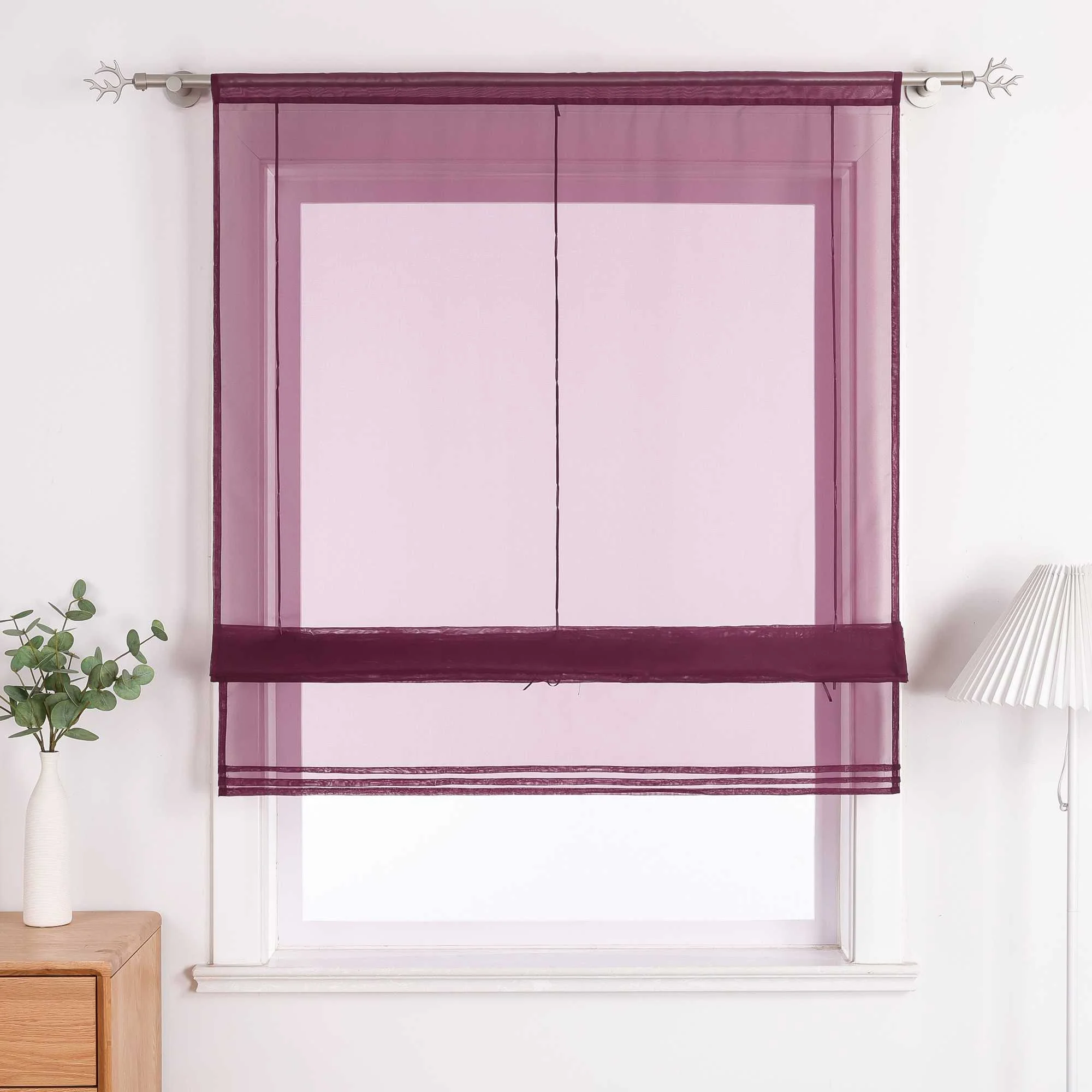 Rollos durch Stangendurchzug Transparente Luftig Unifarbig 1 Stück