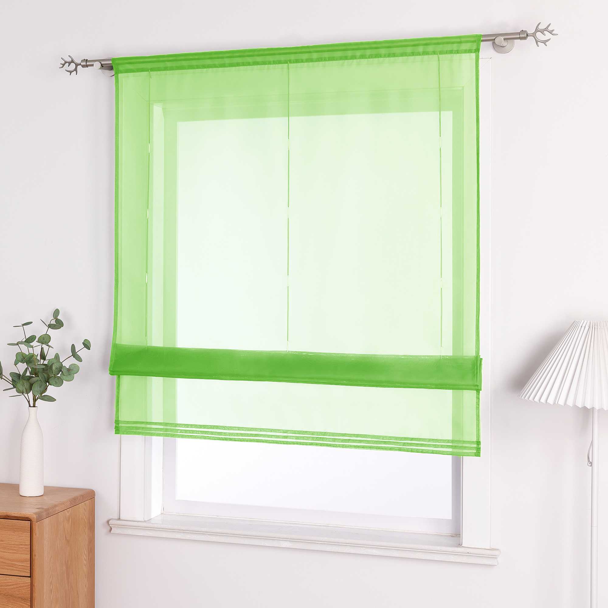 Rollos durch Stangendurchzug Transparente Luftig Unifarbig 1 Stück