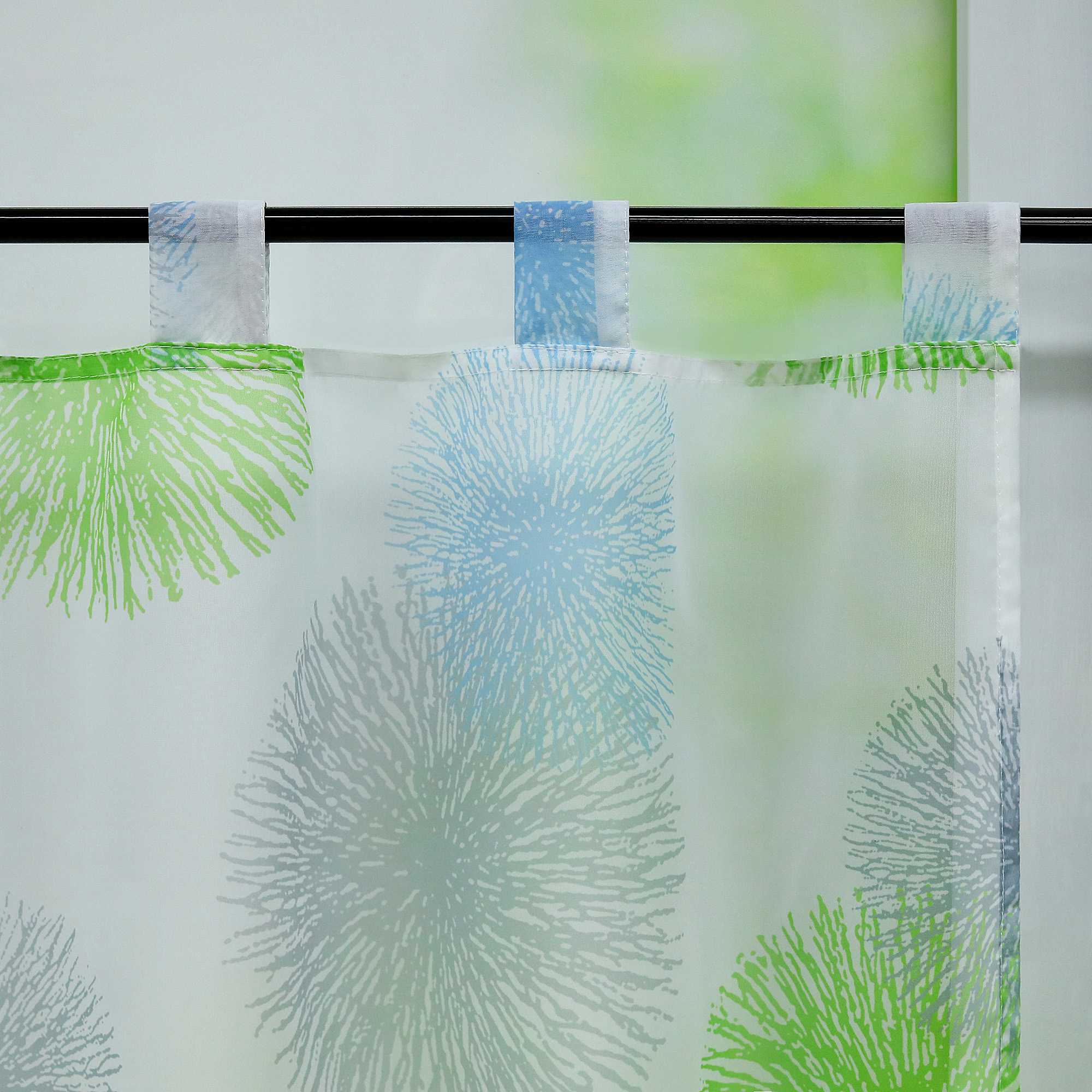 Scheibengardine Schlaufengardine mit Feuerwerksmuster Feriendeko halbtransparent Pflegeleicht Lichtdurchlässig 1 stück