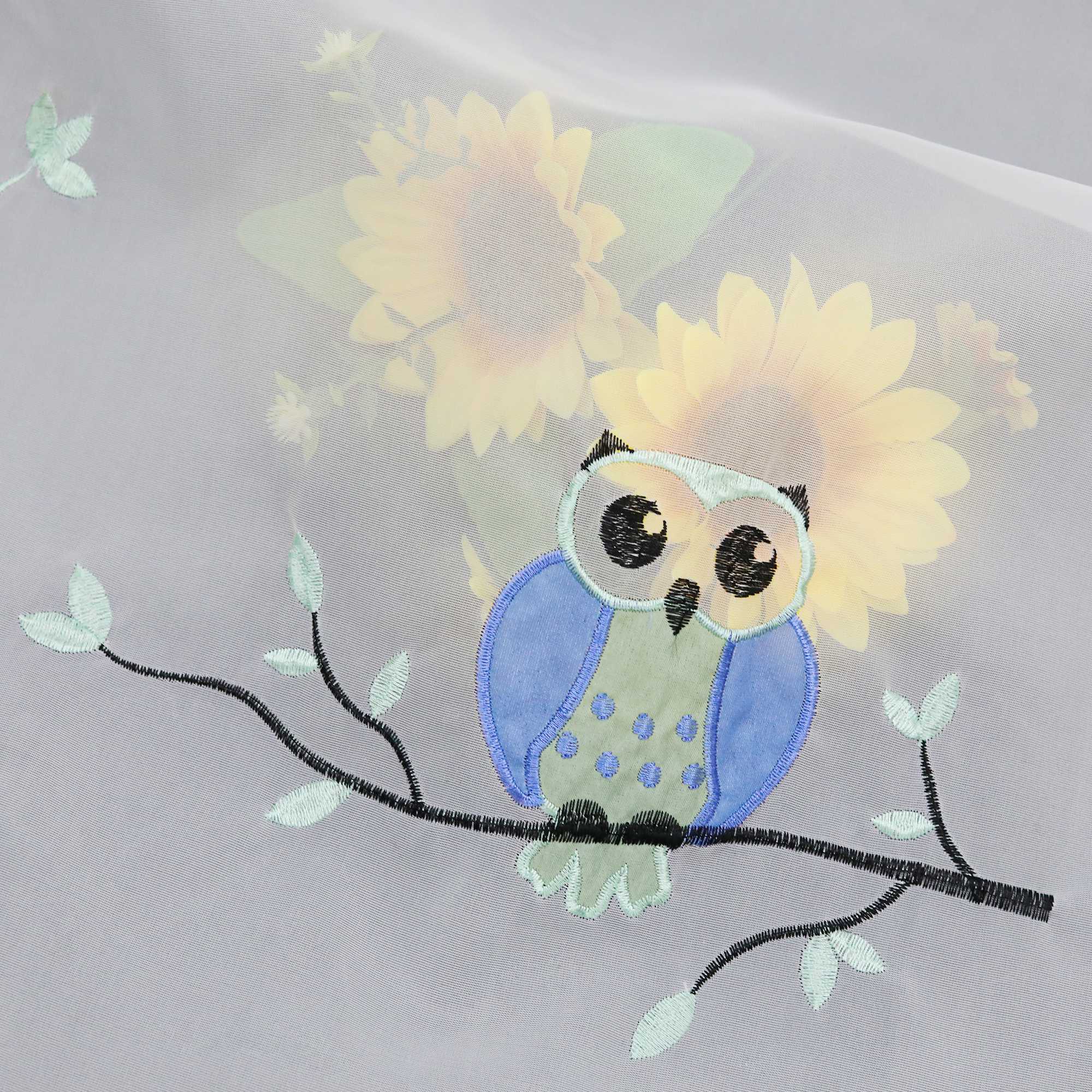 Elegante Bistro Gardinen mit Eulen für kleine Fenster 1 Stück