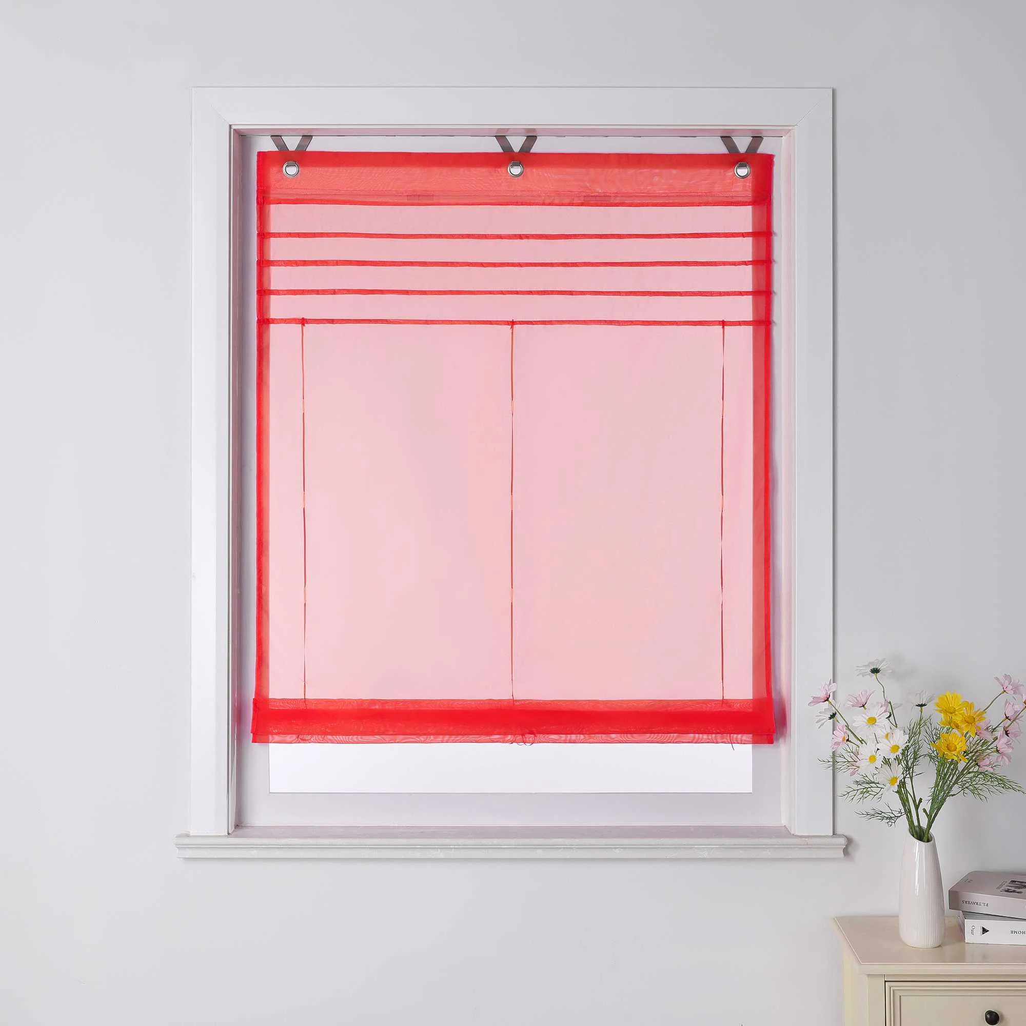 Rollos mit V-Haken halbtransparent lichtdurchlässig Unifarbe hochziehbar 1 Stück