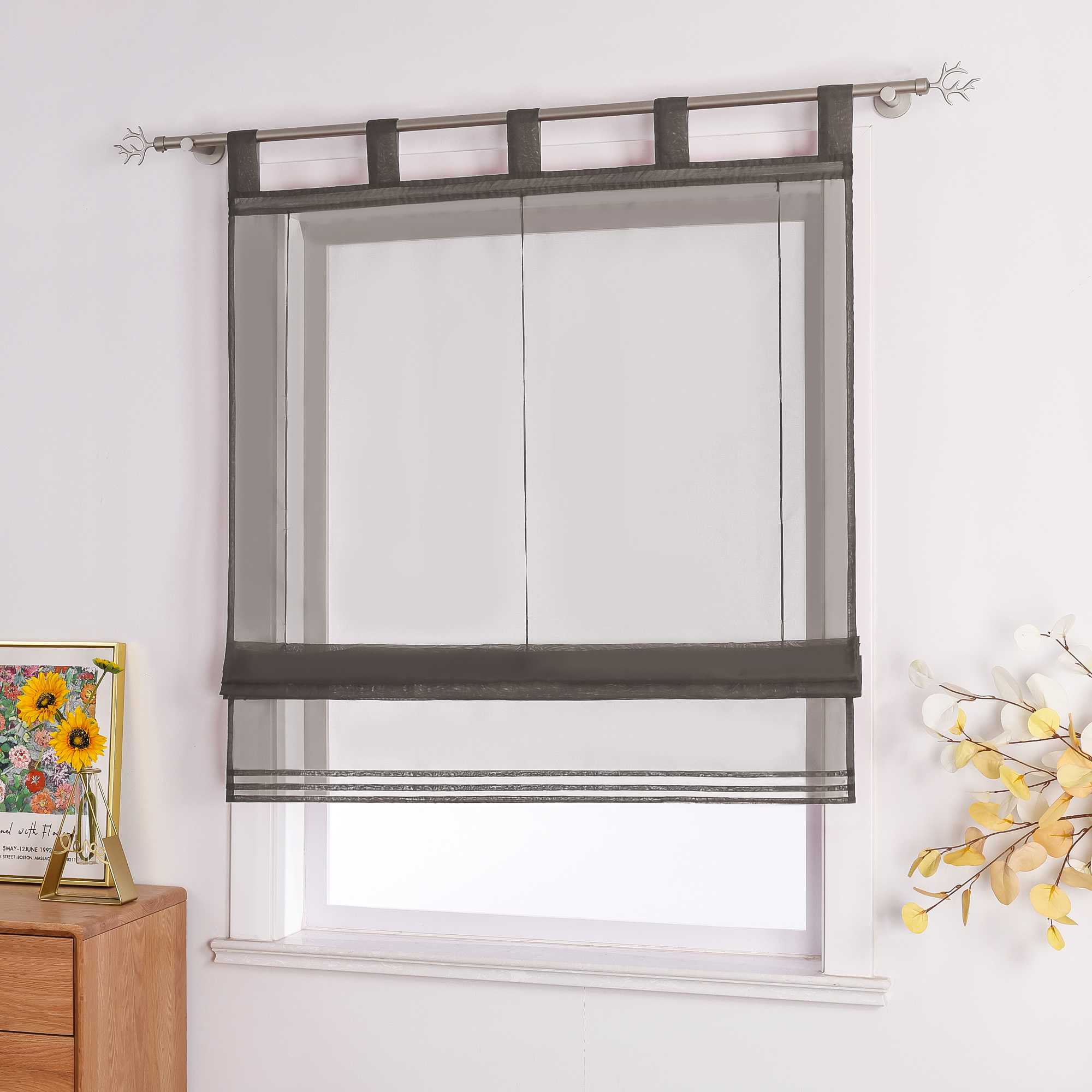 Rollos Schlaufengardine Unifarbe transparent Voile mit Dekofalten 1 Stück