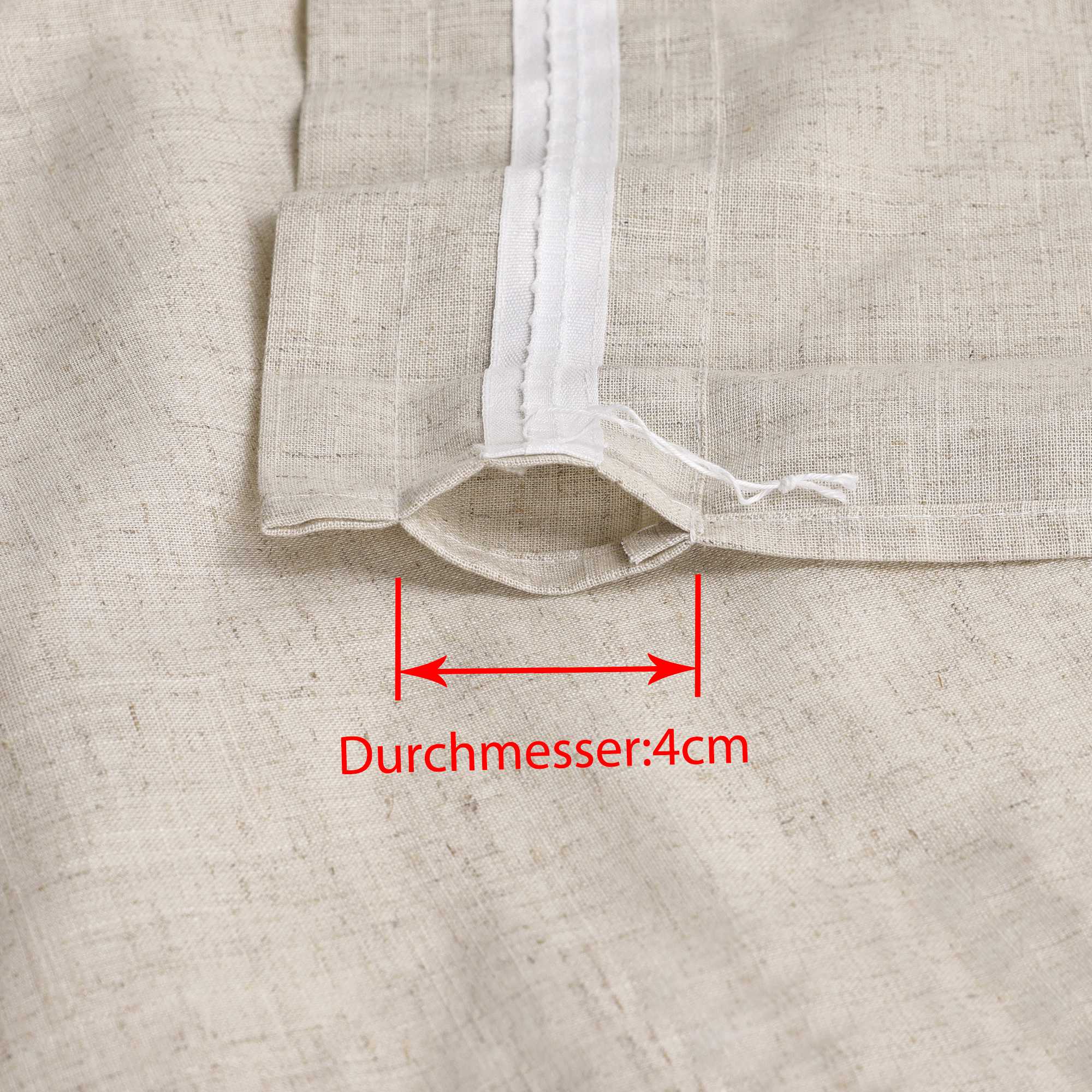 Scheibengardine Kräuselbandgardine unten mit blauem Karomuster aus Leinenimitat halbtransparent 2er Set