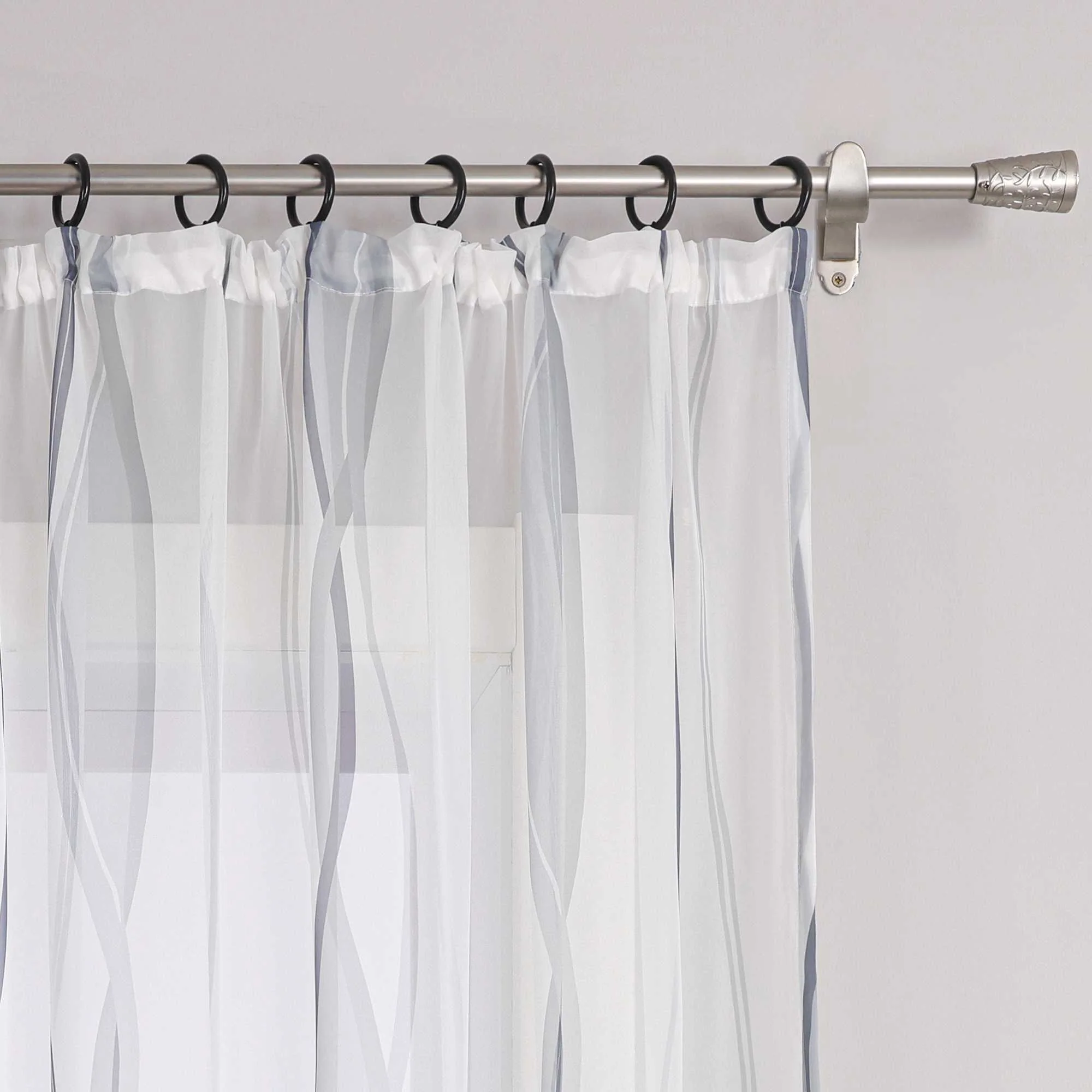 Vorhang Kräuselband aus Polyester mit bunten Wellenmustern tranparent 1 stück