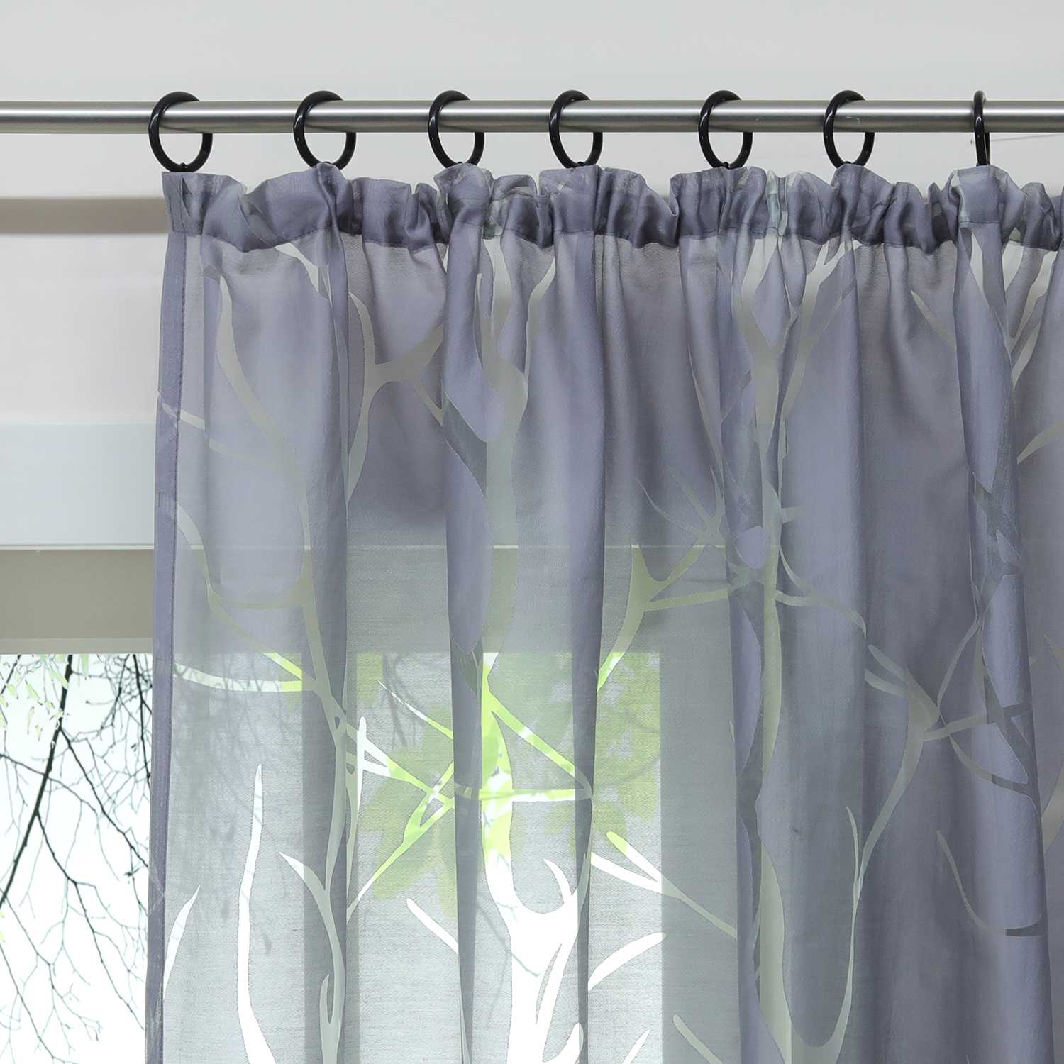 Transparenter Vorhang mit grobes Zweigmuster leicht Schutzfunktion Lichtdurchlässigkeit Gartenstil 1 Stück