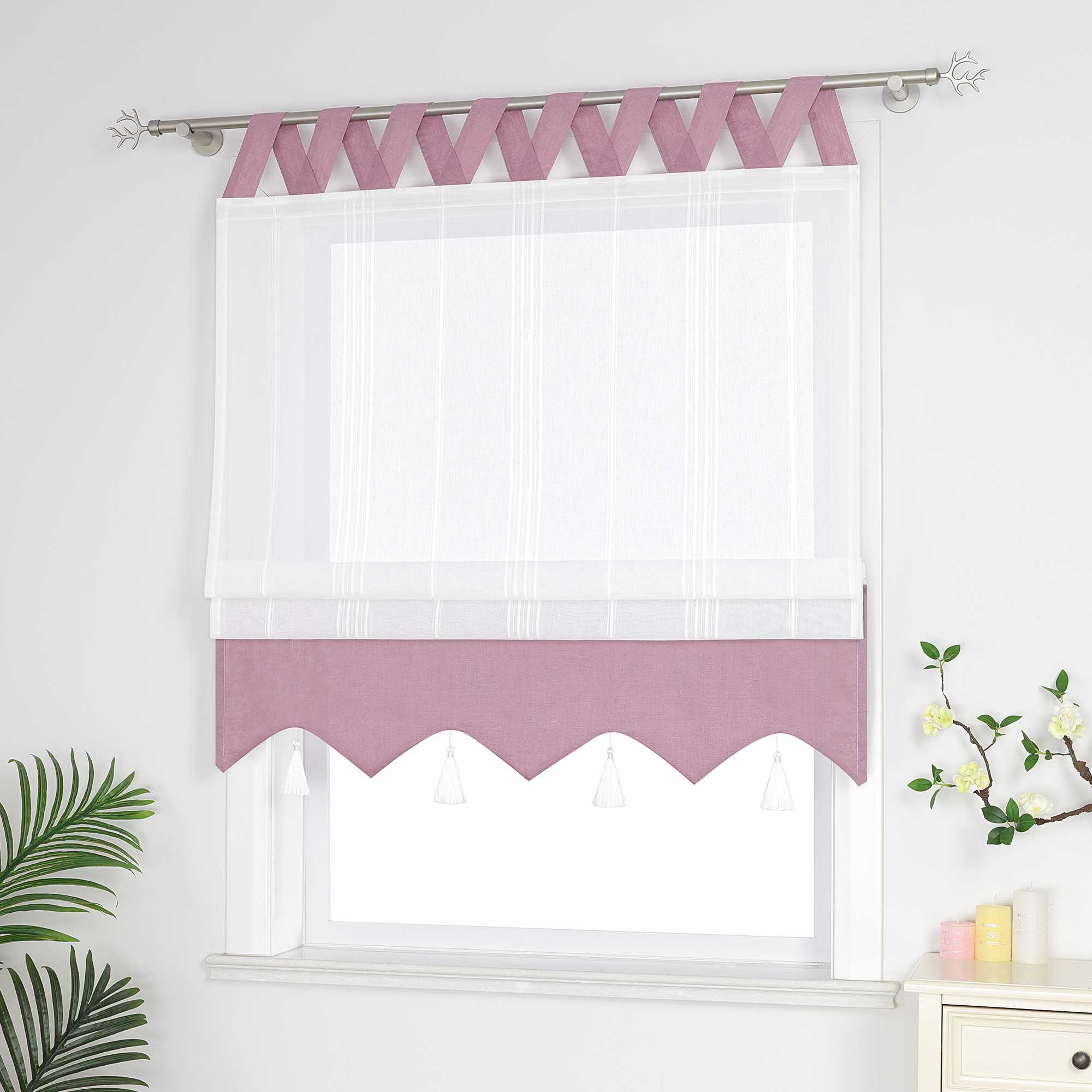 Delien Raffrollo mit Schlaufen und Quasten | Elegantes Design für stilvolle Fenster