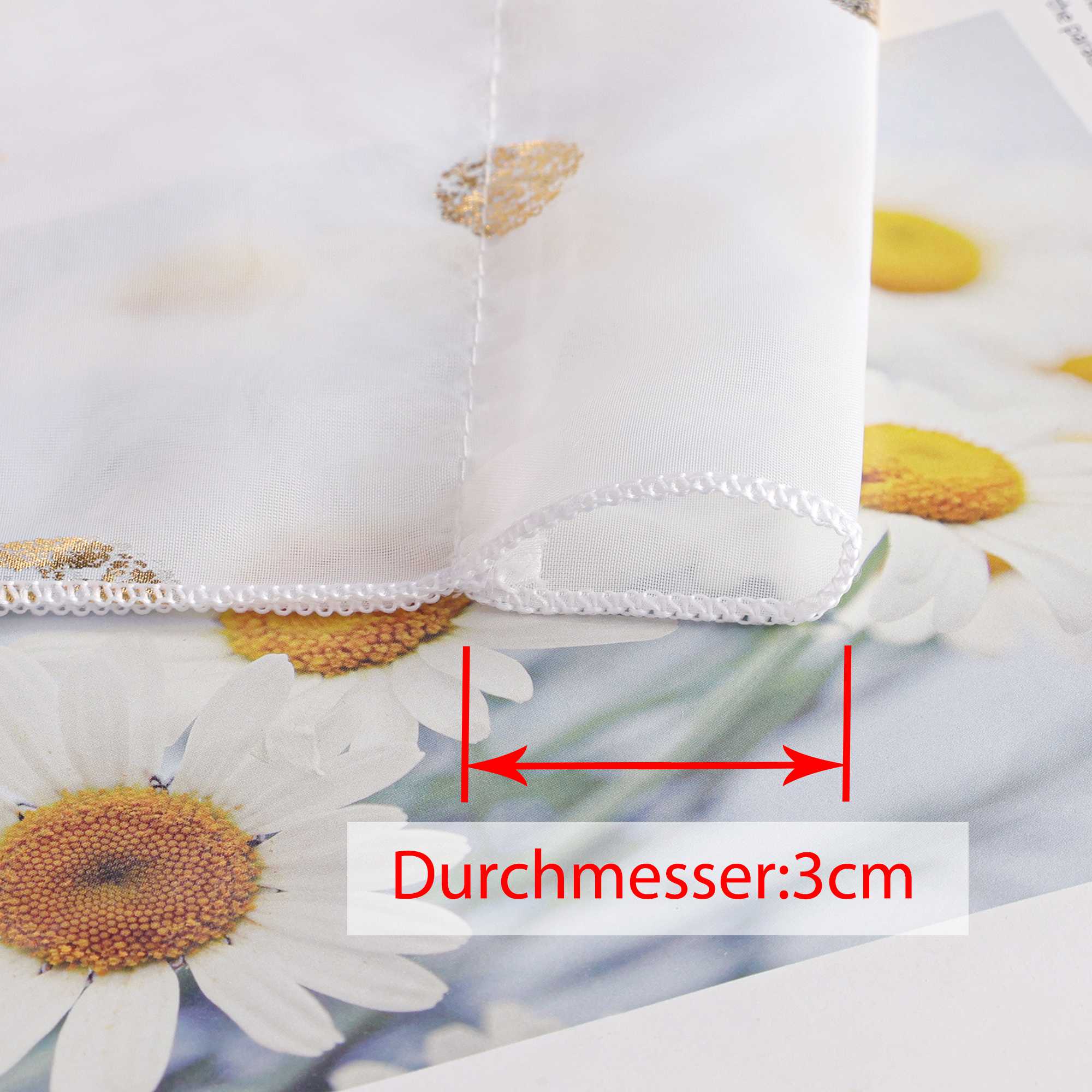 Scheibengardine Bistrogardine mit Glänz Kreise Voile Küche Gardinen durch Stangendurchzug Transparent 1 Stück