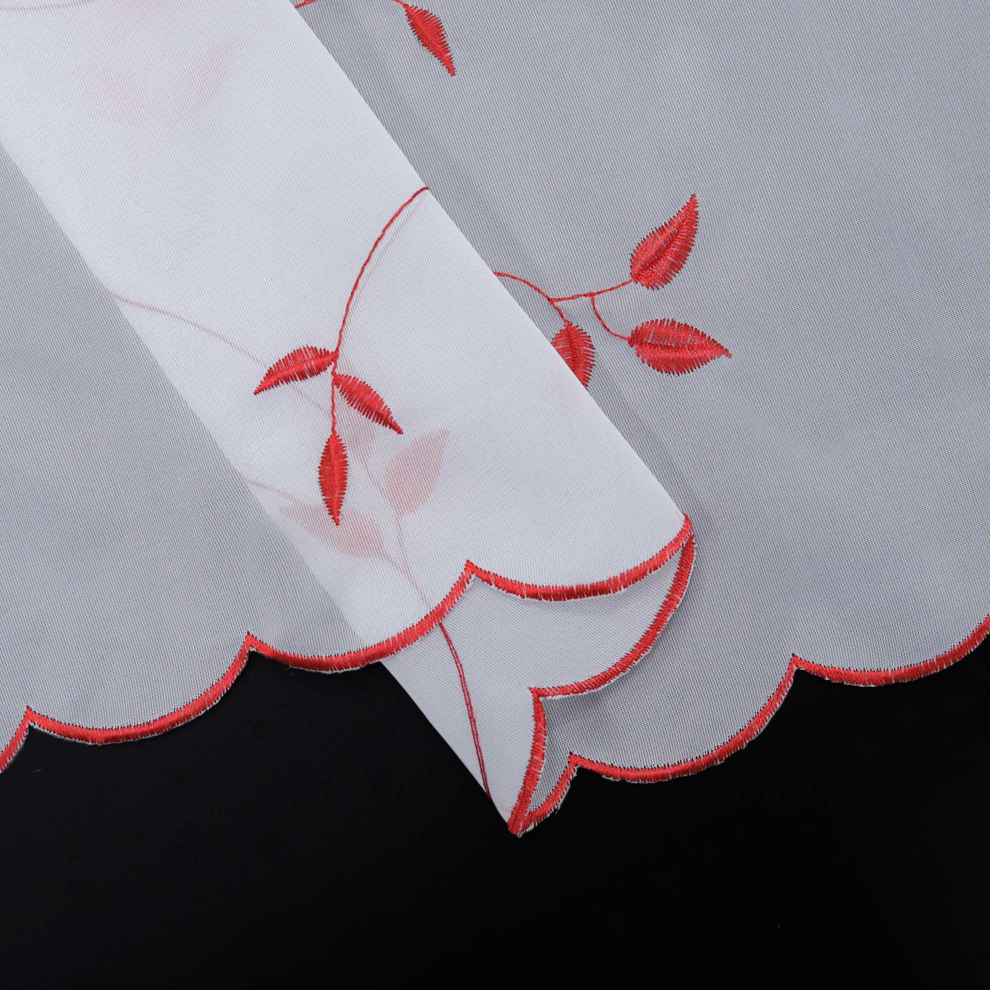 Scheibengardinen Voile Bistrogardinen mit Blattstickerei Transparent Bestickte Küche Kurzstores