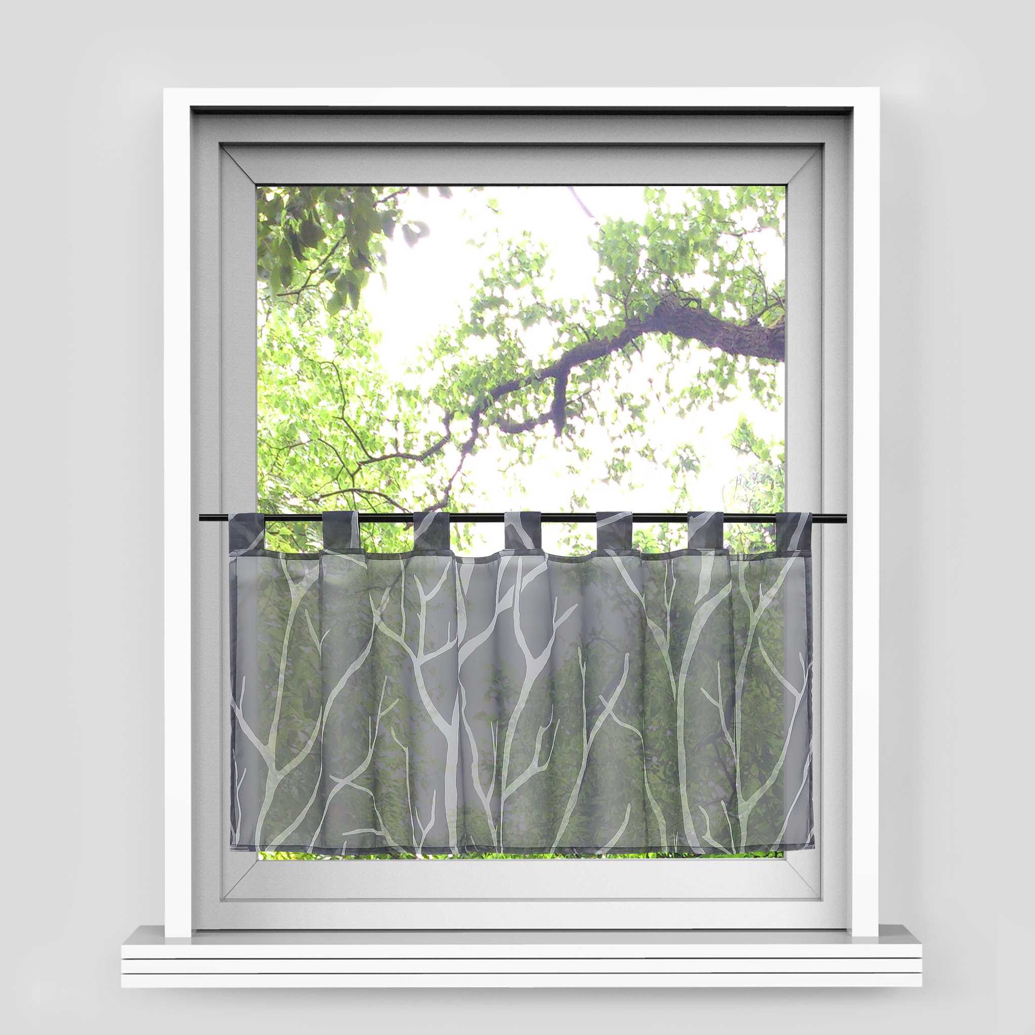 Scheibengardine Schlaufengardine Halbtransparent mit Muster 1 Stück