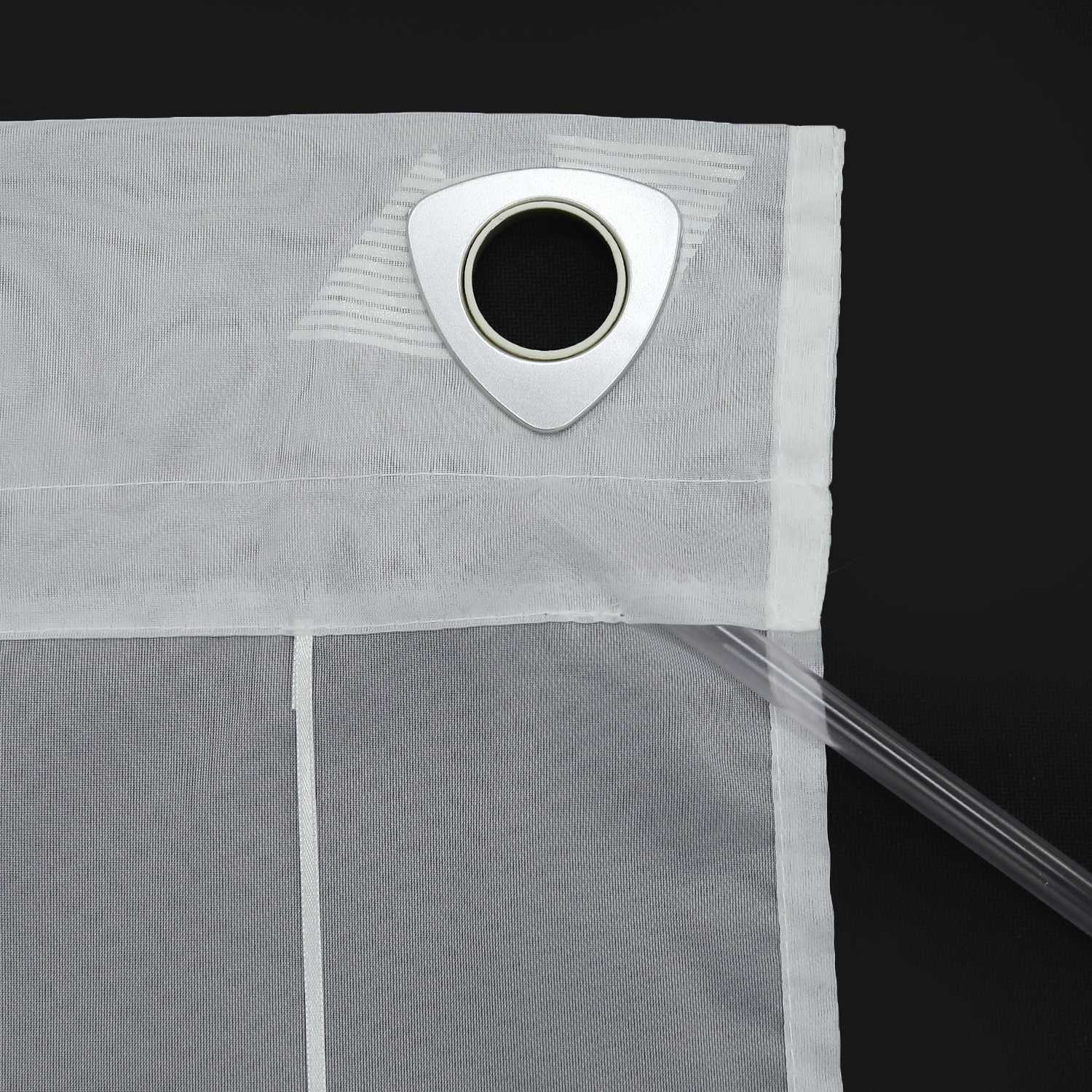 Raffrollo ohne Bohren mit Hakenaufhängung Voile Ösenrollo mit Glanzdruck Fenster Küche Gardinen Transparent Weiß 1 Stück