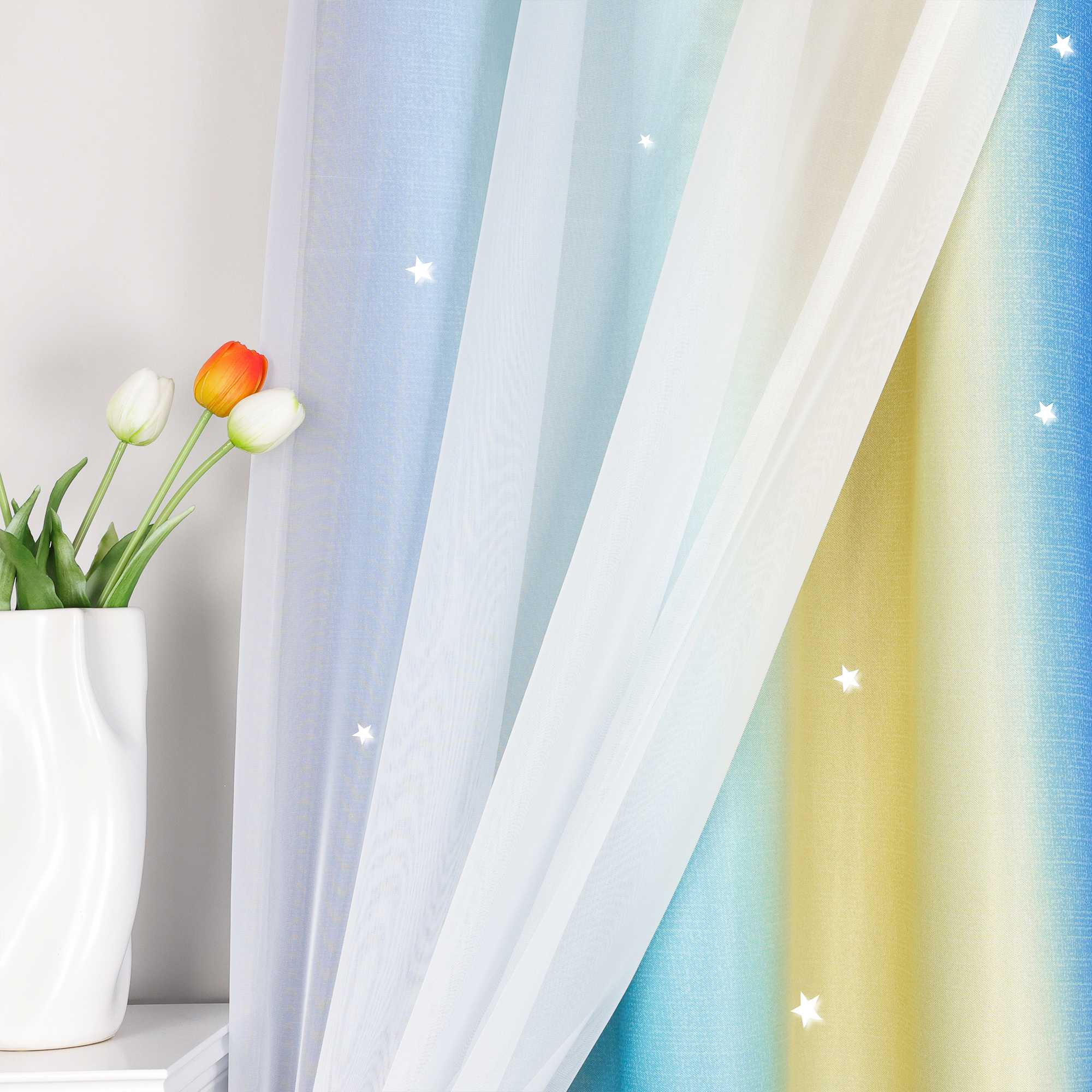 2-in-1 Vorhang Kinderzimmer mit Sternen 1 stück