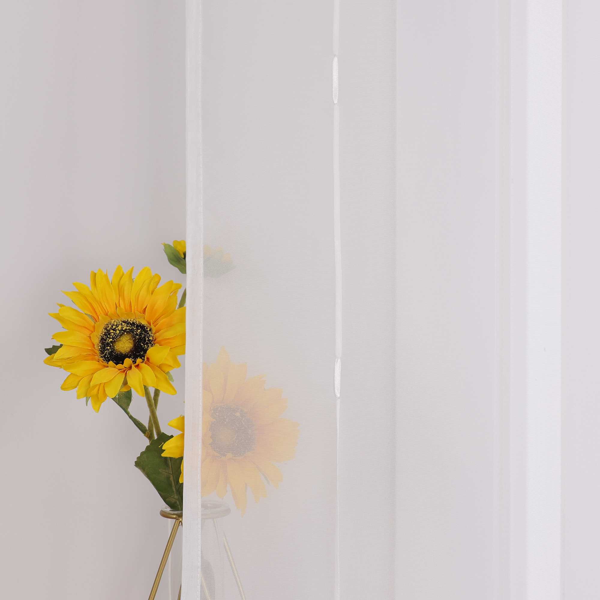 Rollos Schlaufengardine Unifarbe transparent Voile mit Dekofalten 1 Stück