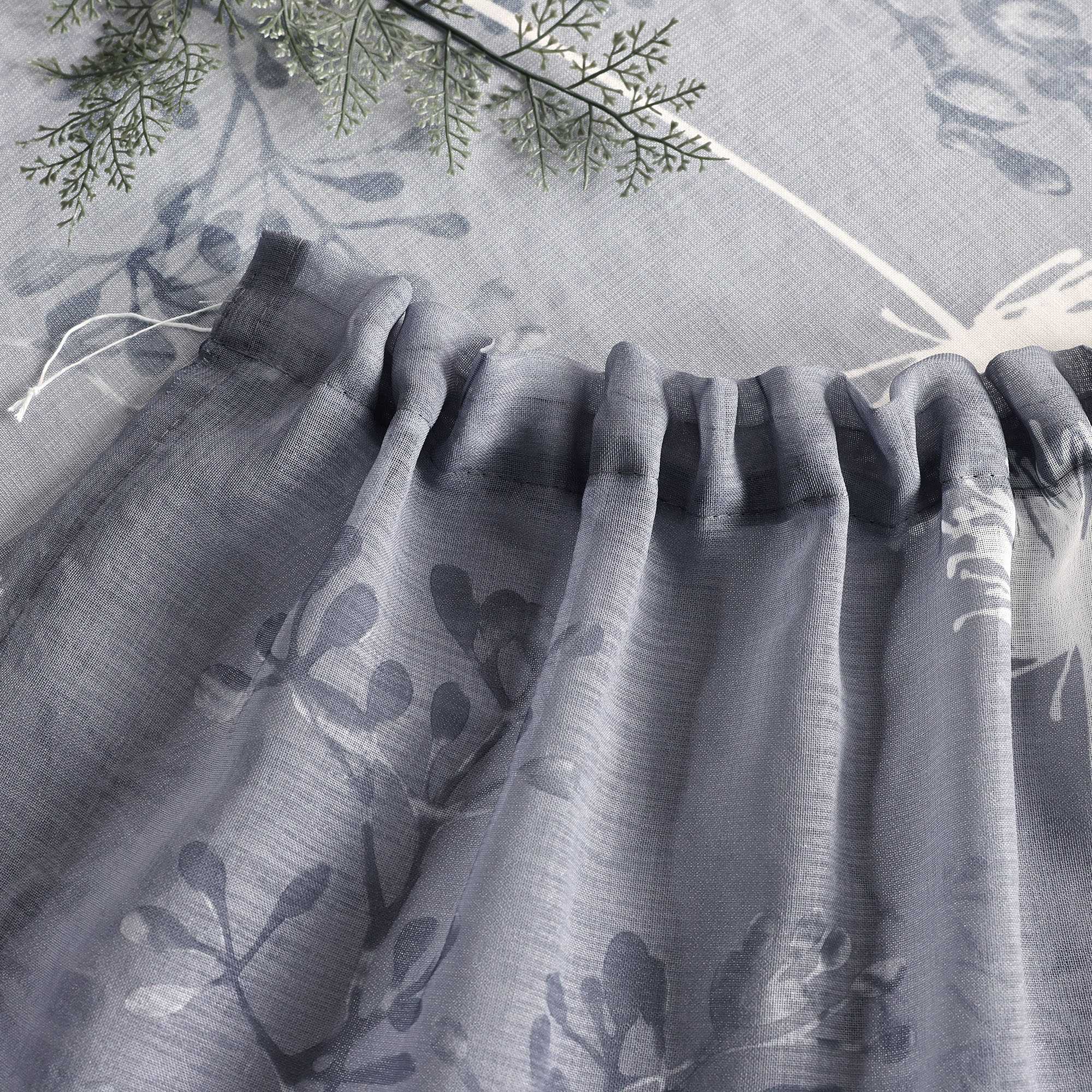 Transparente Vorhang aus Polyester durch Kräuselband mit Unregelmäßigen botanischen Mustern 1 stück