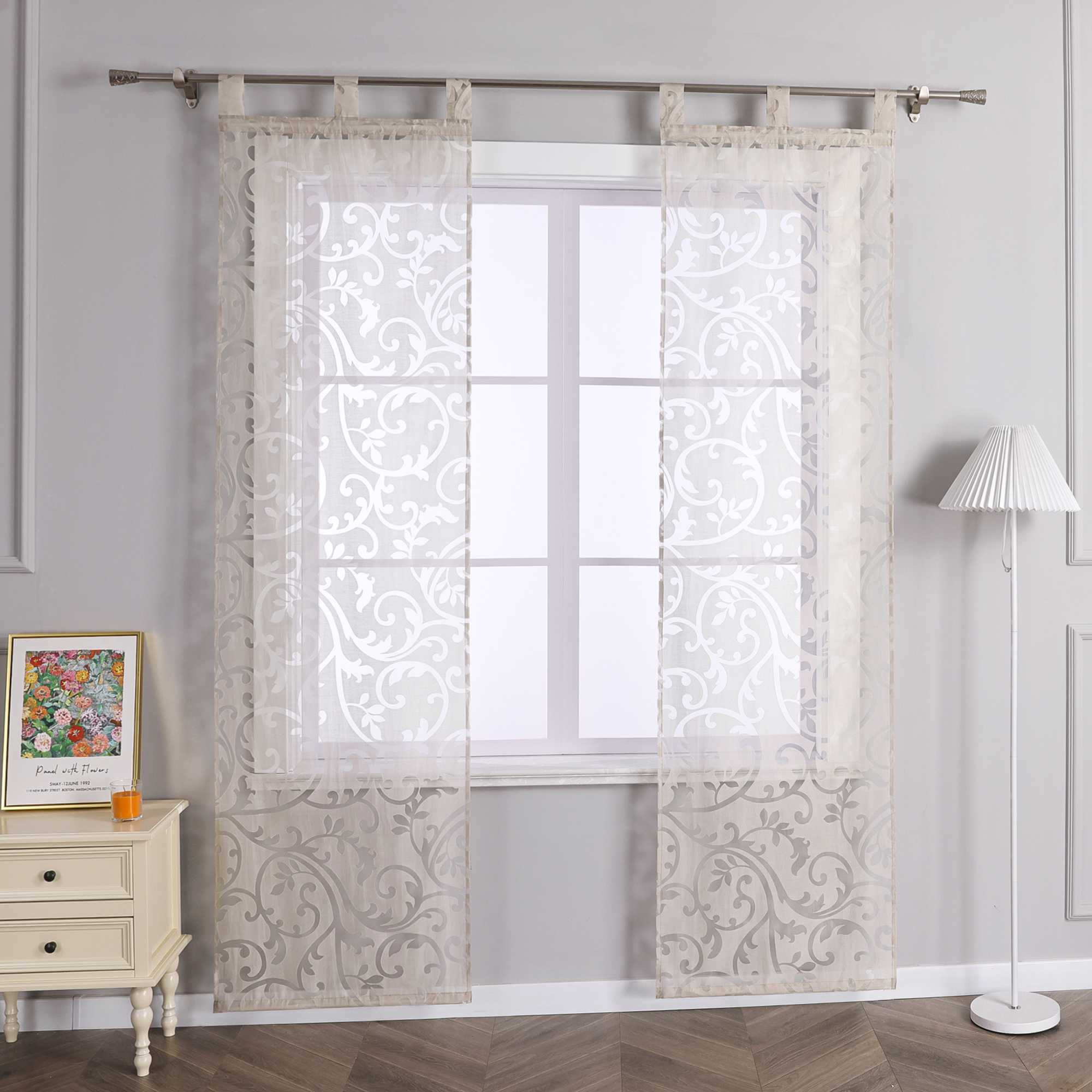 Schiebegardinen Schlaufenschal Ausbrenner Flächenvorhänge Schiebevorhang mit Phönixblütenmuster Transparent