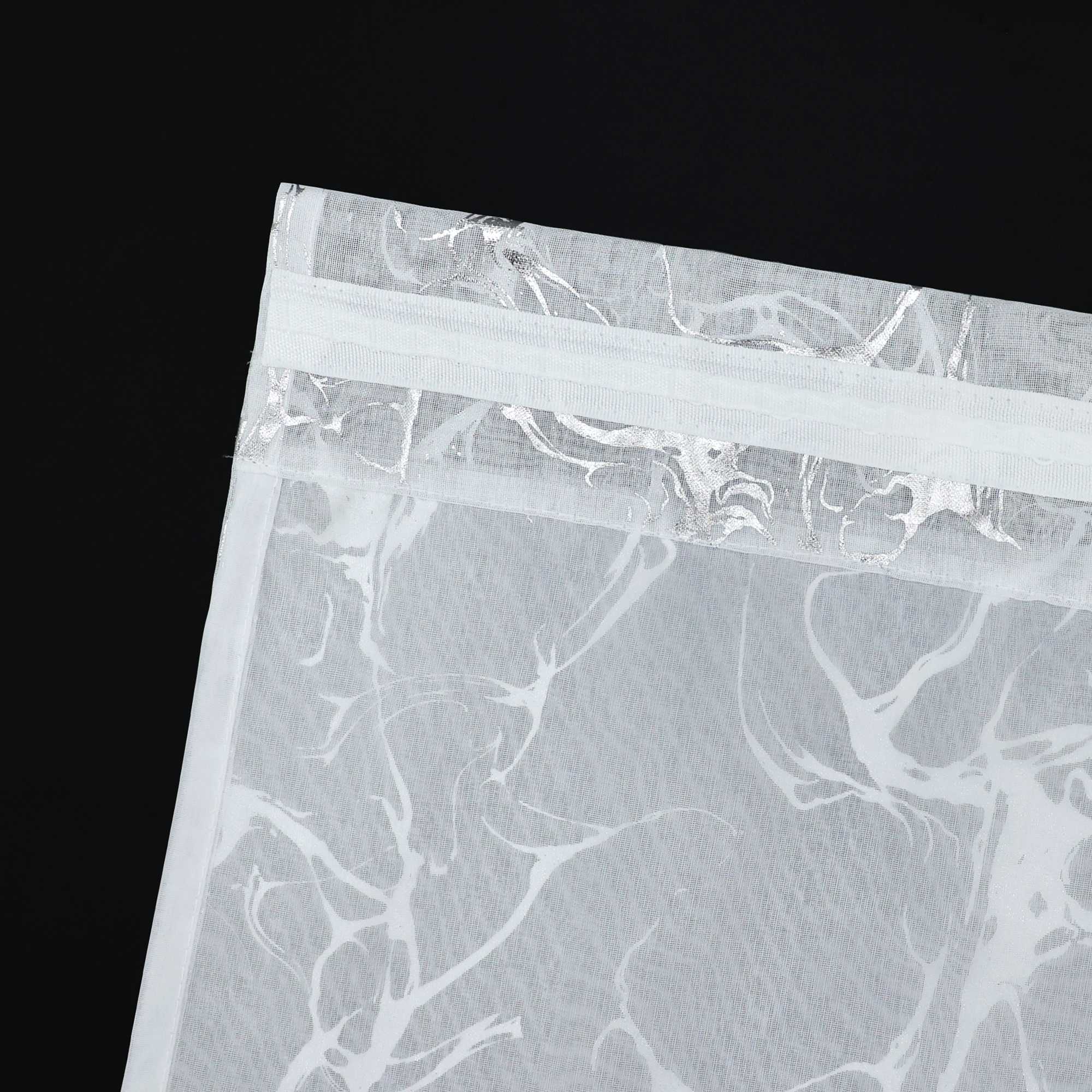 Scheibengardine durch Stangendurchzug doppelschichtige Küchengardinen mit silbernem Marmormuster 2er Set