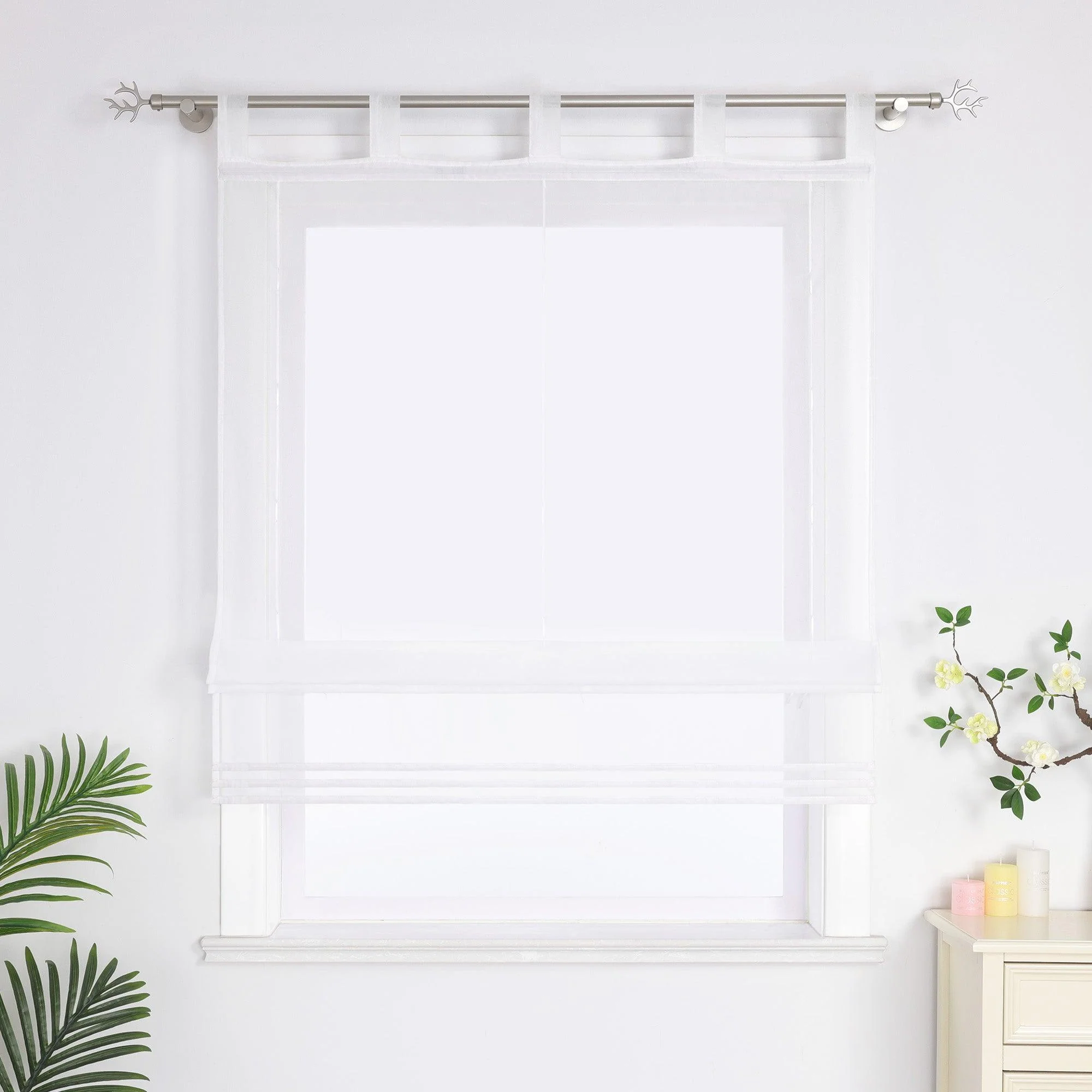 Rollo aus Polyester unifarbe halbtransparent Minimalistische Vorhänge 1 stück