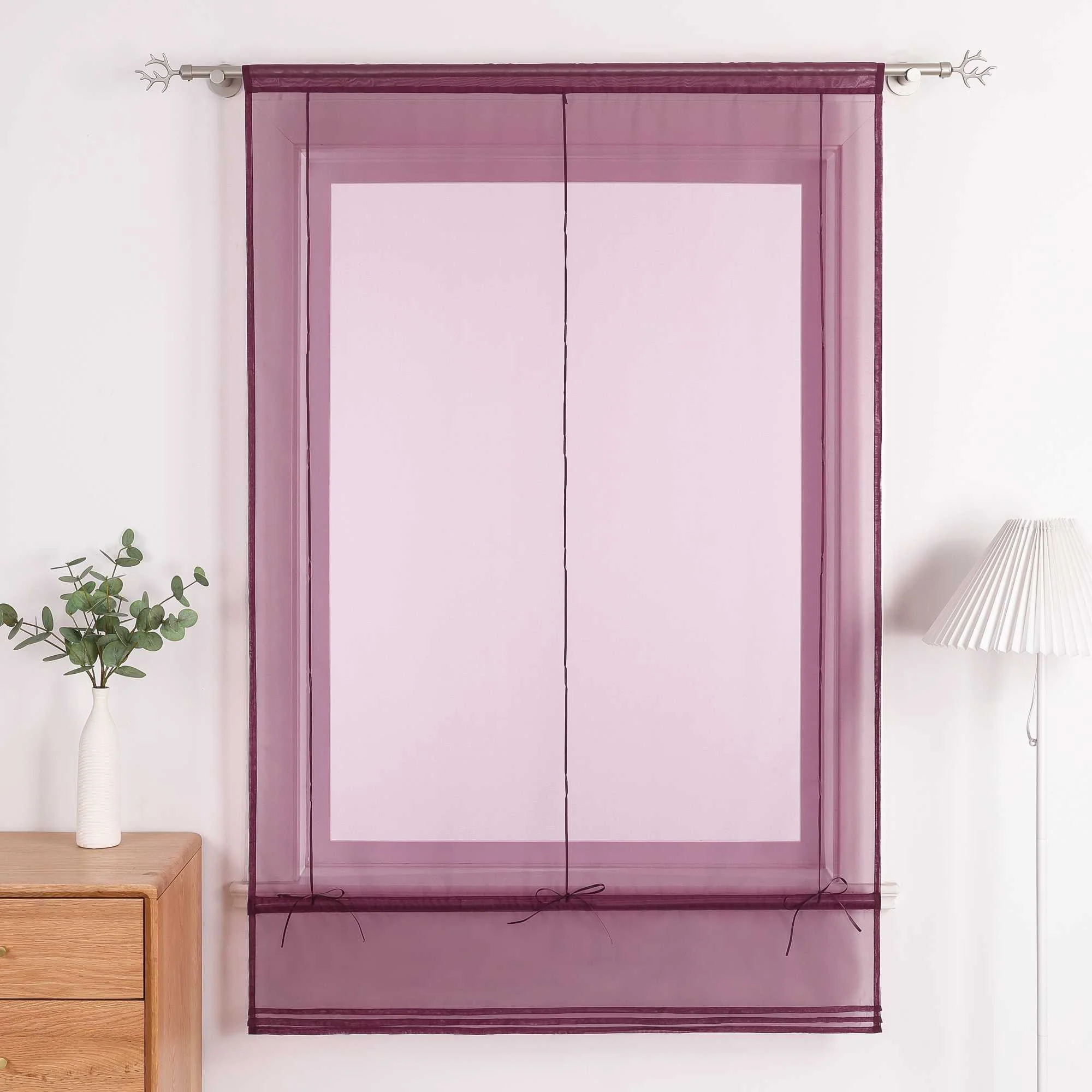 Rollos durch Stangendurchzug Transparente Luftig Unifarbig 1 Stück