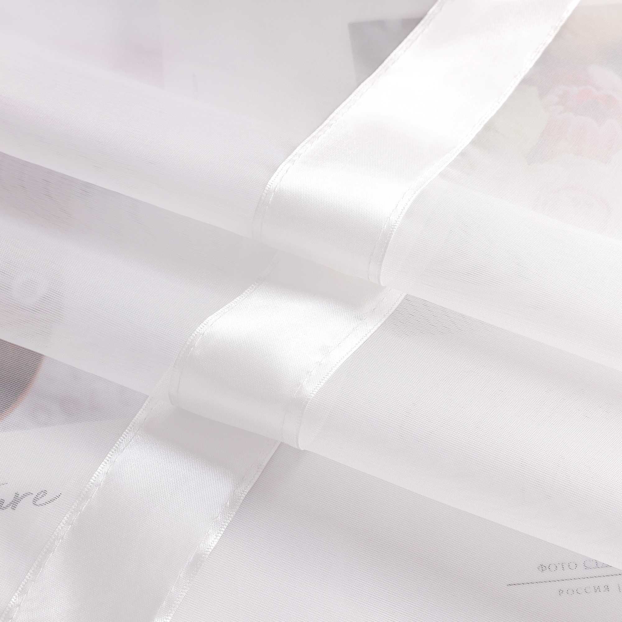 Transparenter Vorhang mit Seidenband Unifarbe Voile 1 Stück