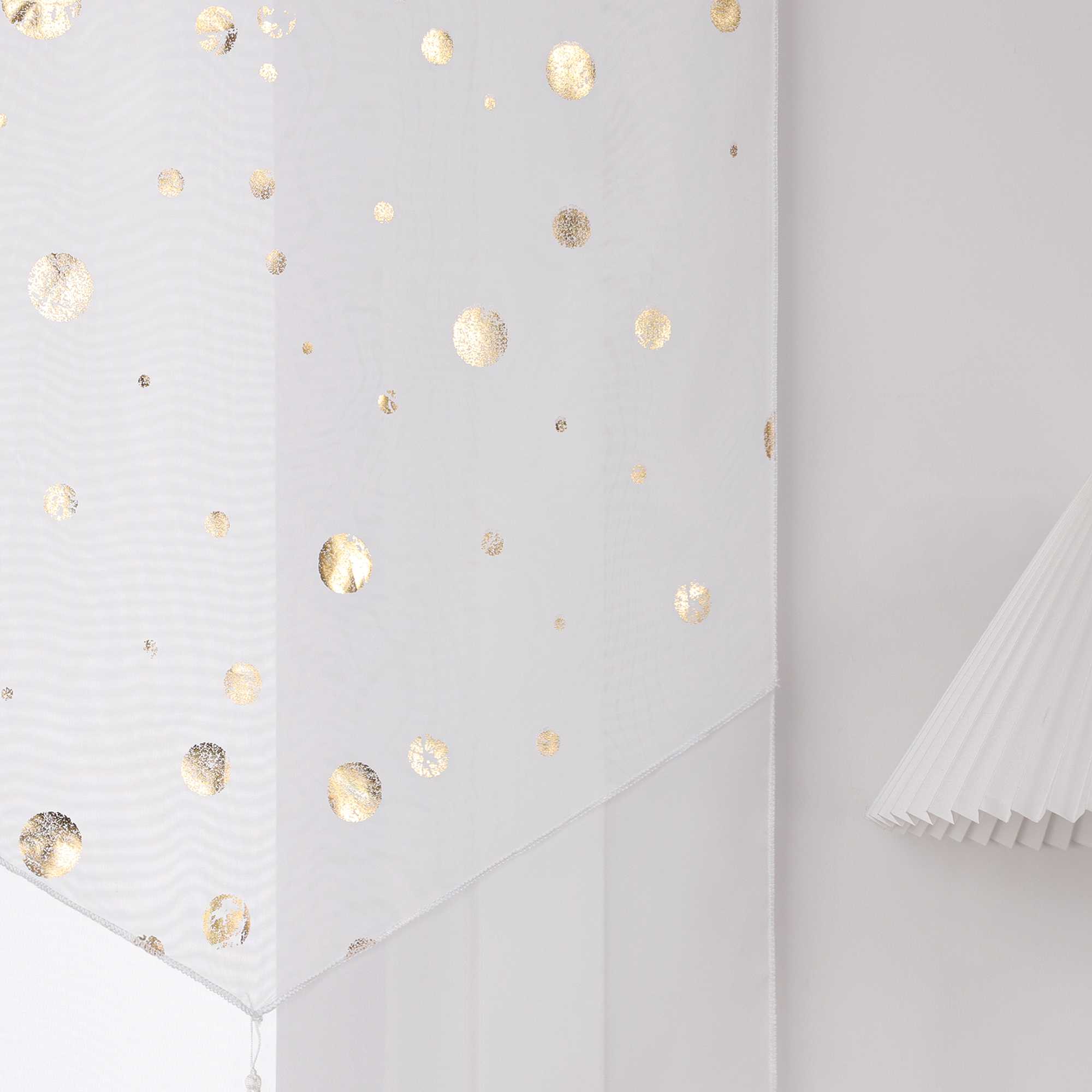 Scheibengardine Bistrogardine mit Glänz Kreise Voile Küche Gardinen durch Stangendurchzug Transparent 1 Stück