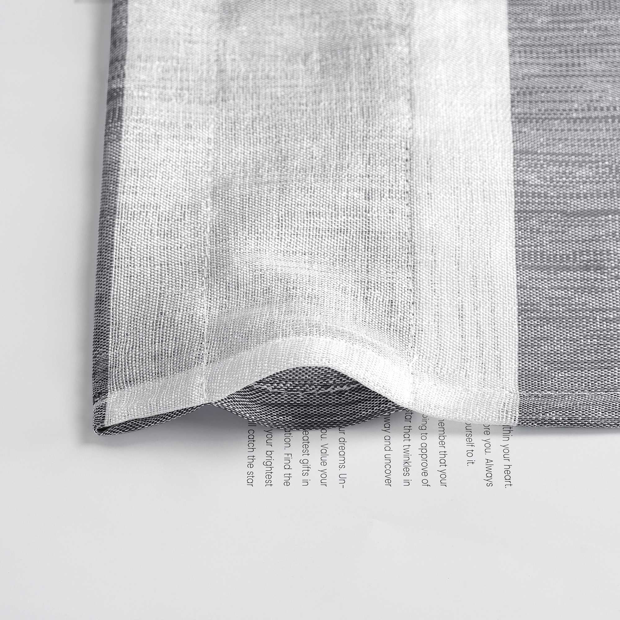 Delien Scheibengardine im Landhausstil mit grauen und weißen Streifen