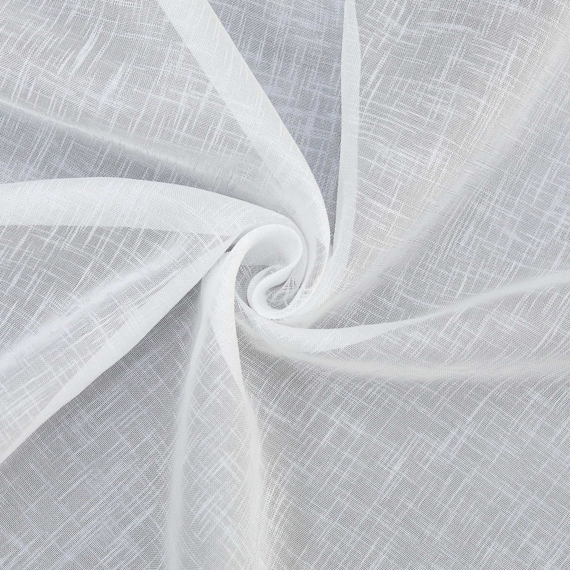 Scheibengardine 2er Set Bistrogardinen durch Tunnelzug Kurzgardinen Leinen Halbtransparent