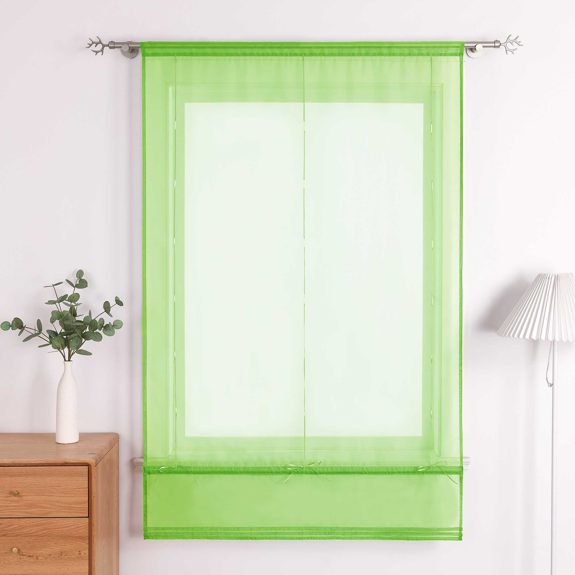 Rollos durch Stangendurchzug Transparente Luftig Unifarbig 1 Stück