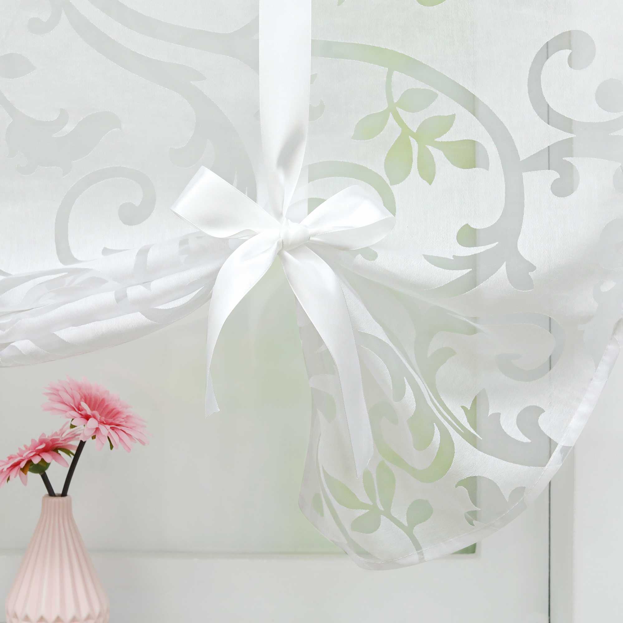 Raffrollo durch Tunnelzug romantische Rollo mit floralem Muster transparentes Vorhang für Wohnzimmerfenster 1 Stück