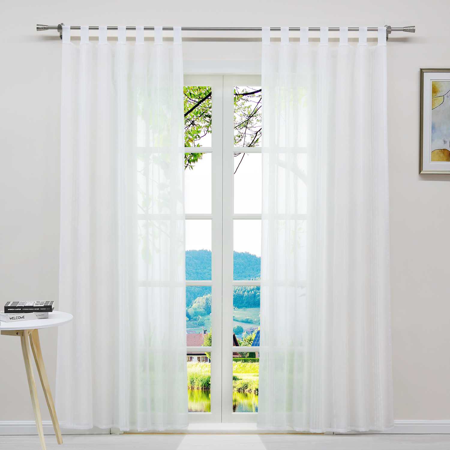 Vorhang 2er Set Voile Gardinen mit vertikalen Streifen Modern Transparent Schlafzimmer Wohnzimmer 2 Stück