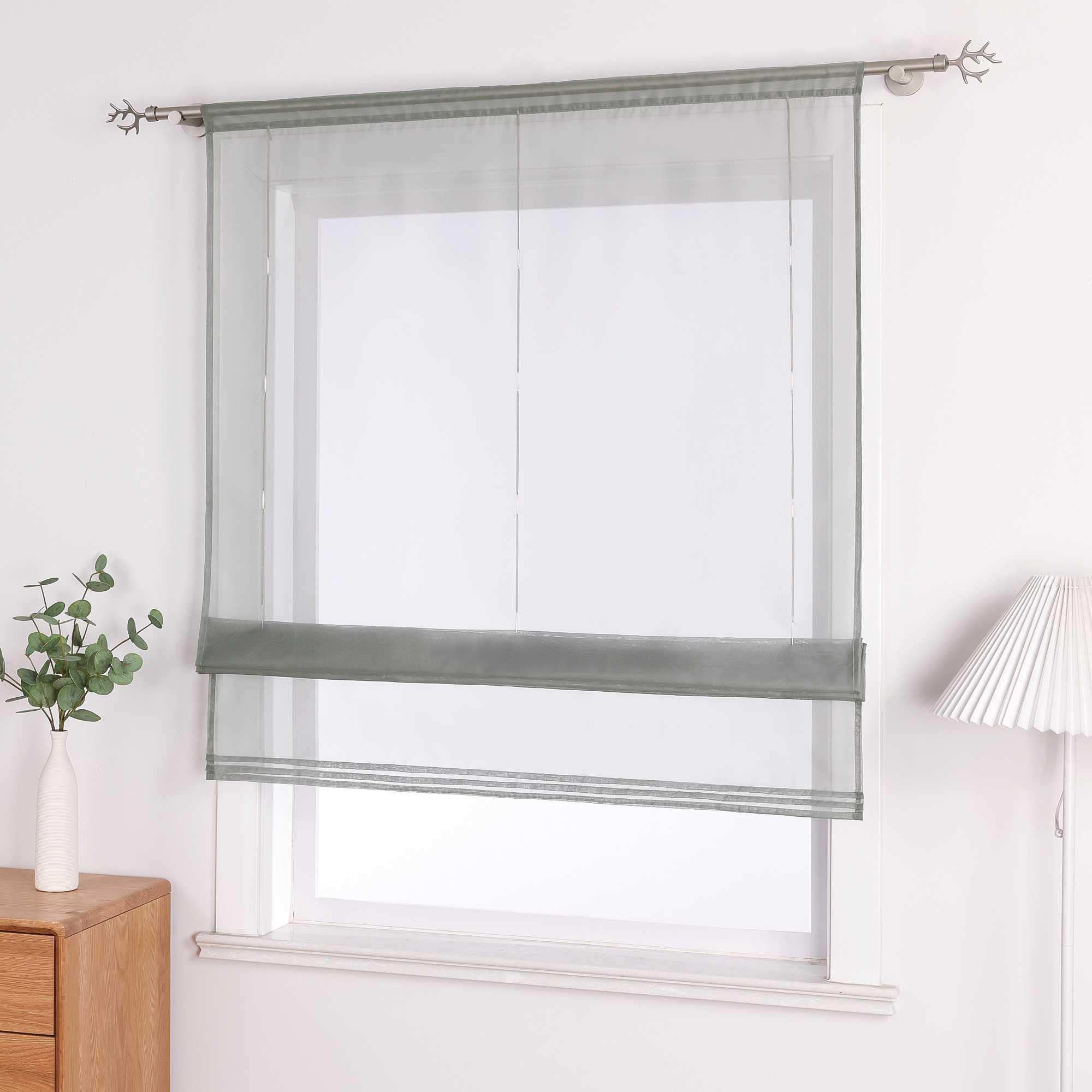 Rollos durch Stangendurchzug Transparente Luftig Unifarbig 1 Stück