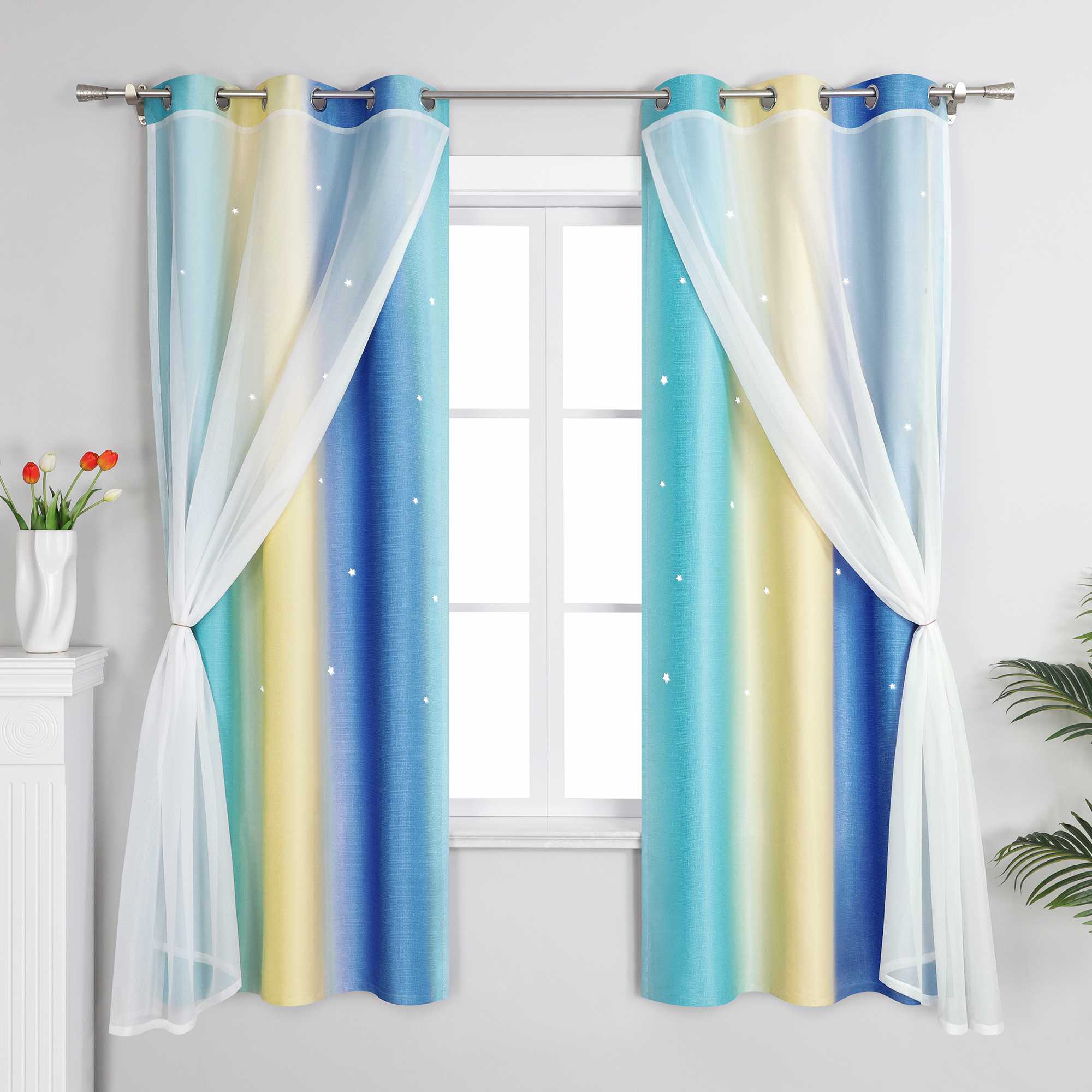 2-in-1 Vorhang Kinderzimmer mit Sternen 1 stück