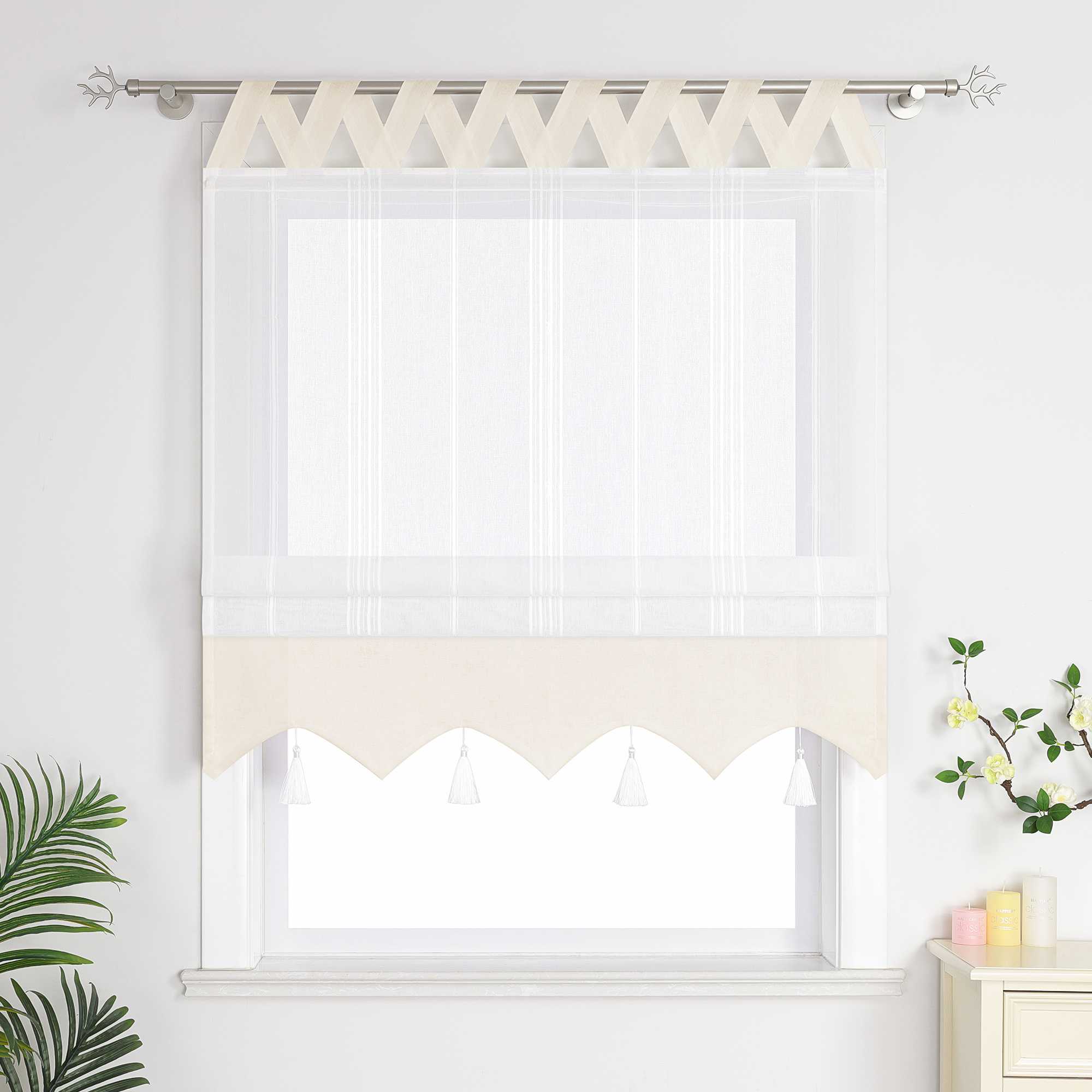 Delien Raffrollo mit Schlaufen und Quasten | Elegantes Design für stilvolle Fenster