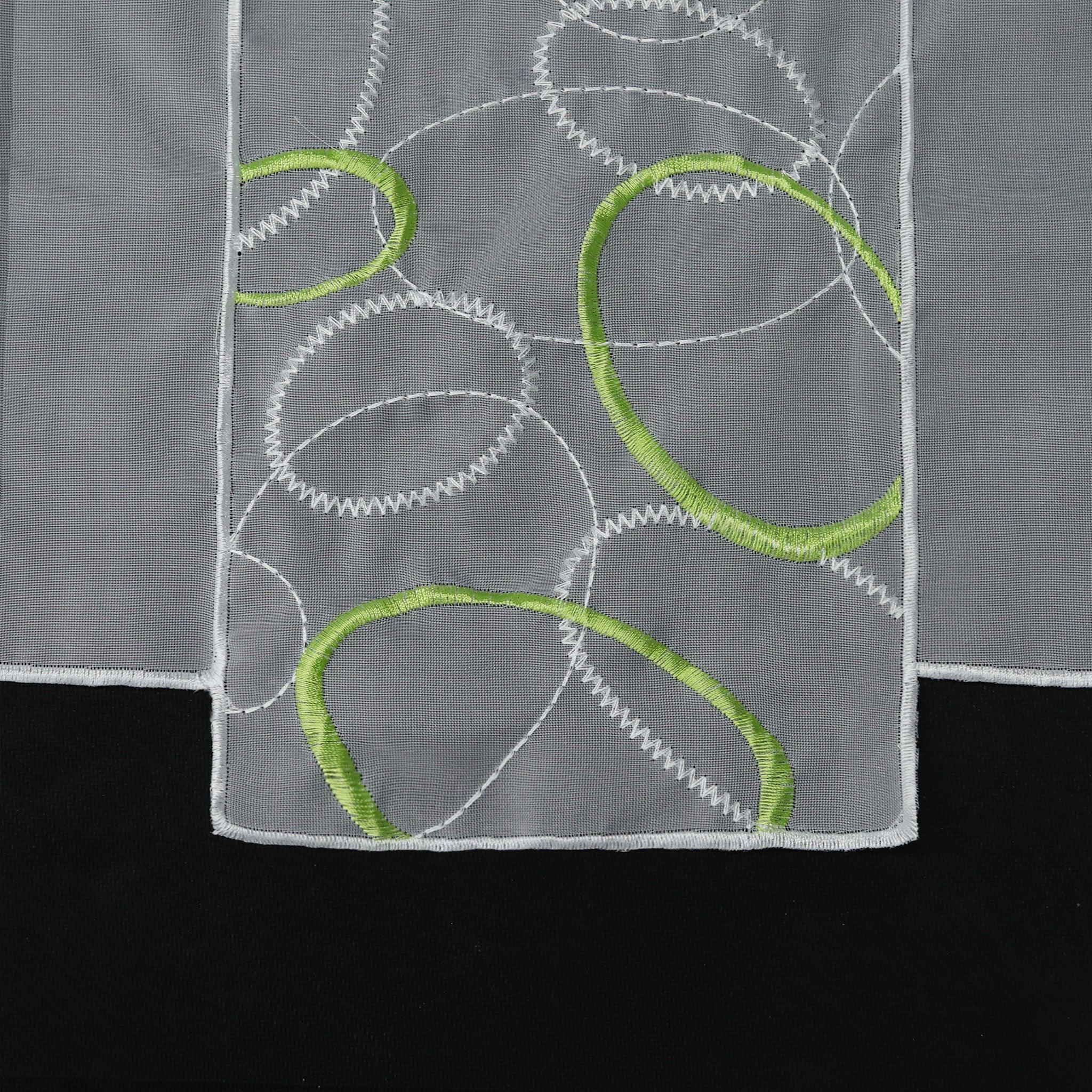 Scheibengardine durch Stangendurchzug transaprent Kreis-Muster lichtdurchlässig Fensterdeko 1 stück