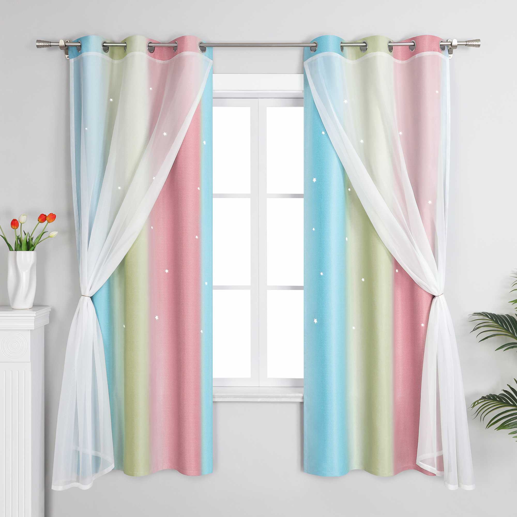 2-in-1 Vorhang Kinderzimmer mit Sternen 1 stück