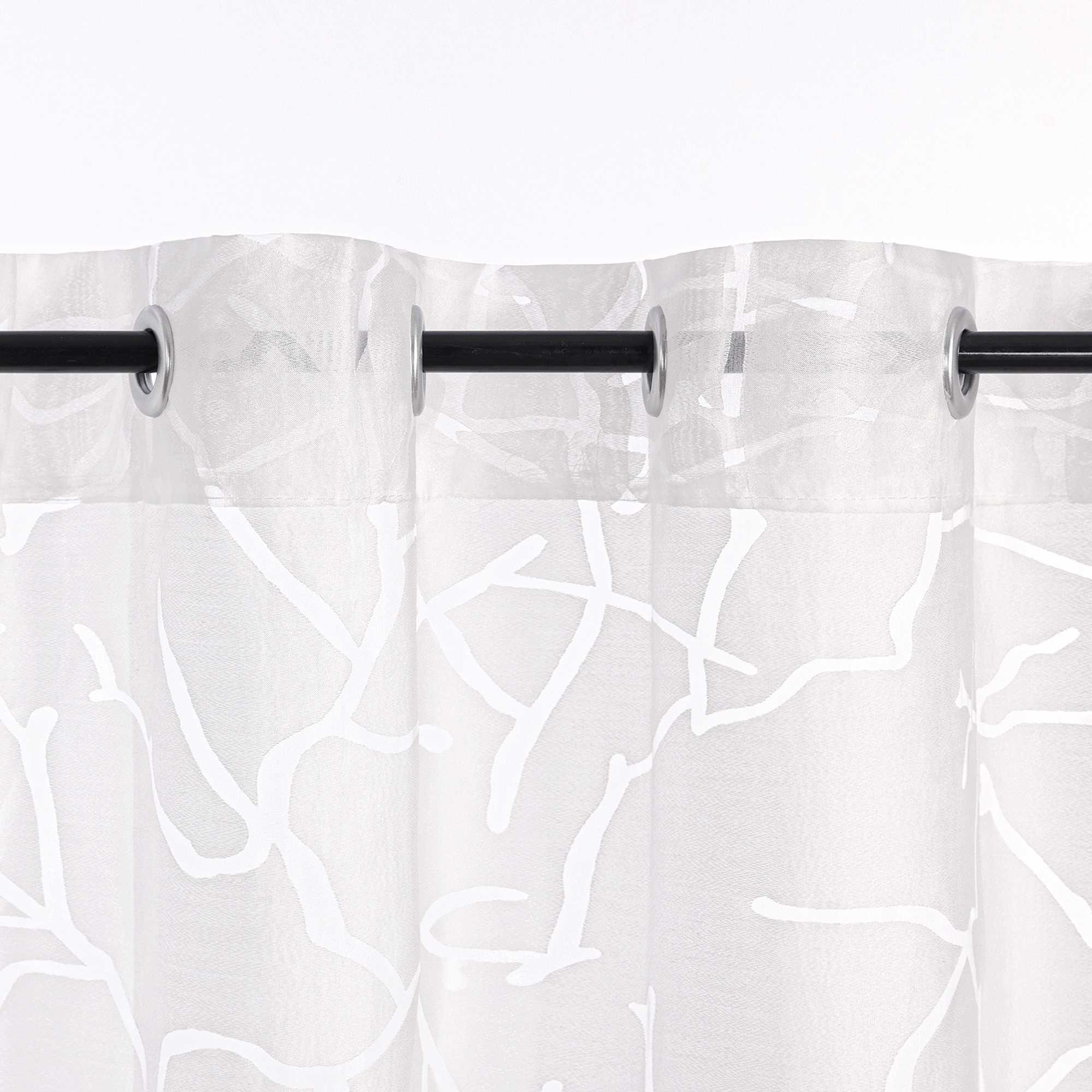 Scheibengardine aus Polyester mit Linienmuster und Zweigmotiv halbtransparent 1 stück